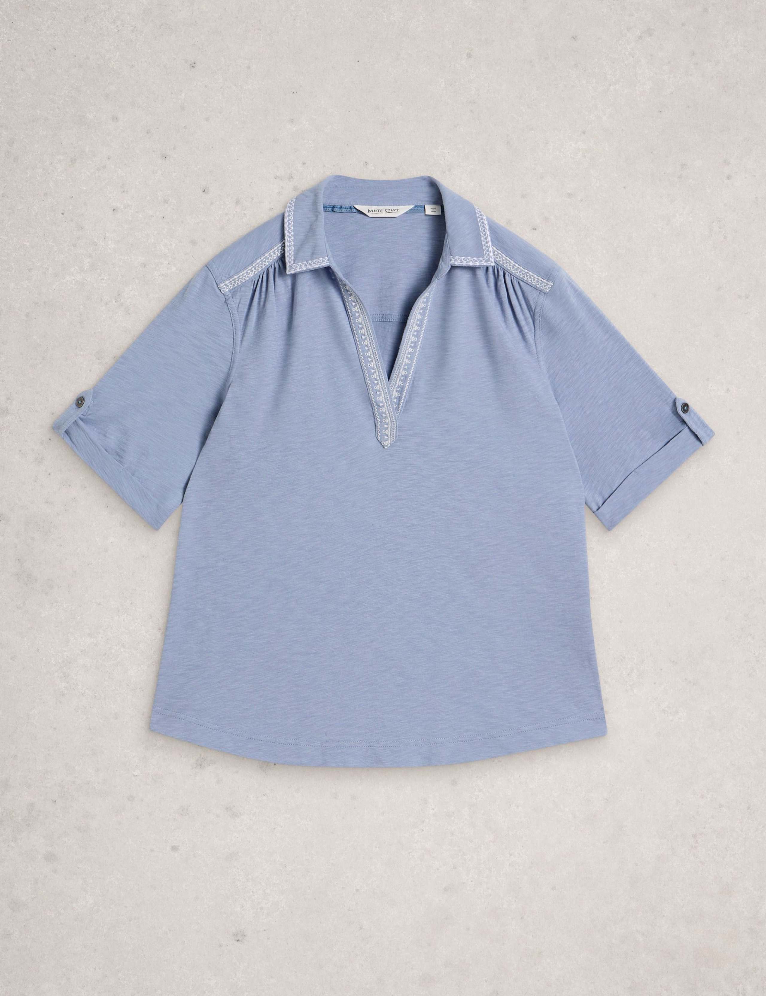 Pure Cotton Embroidered Collared Shirt 2 of 6