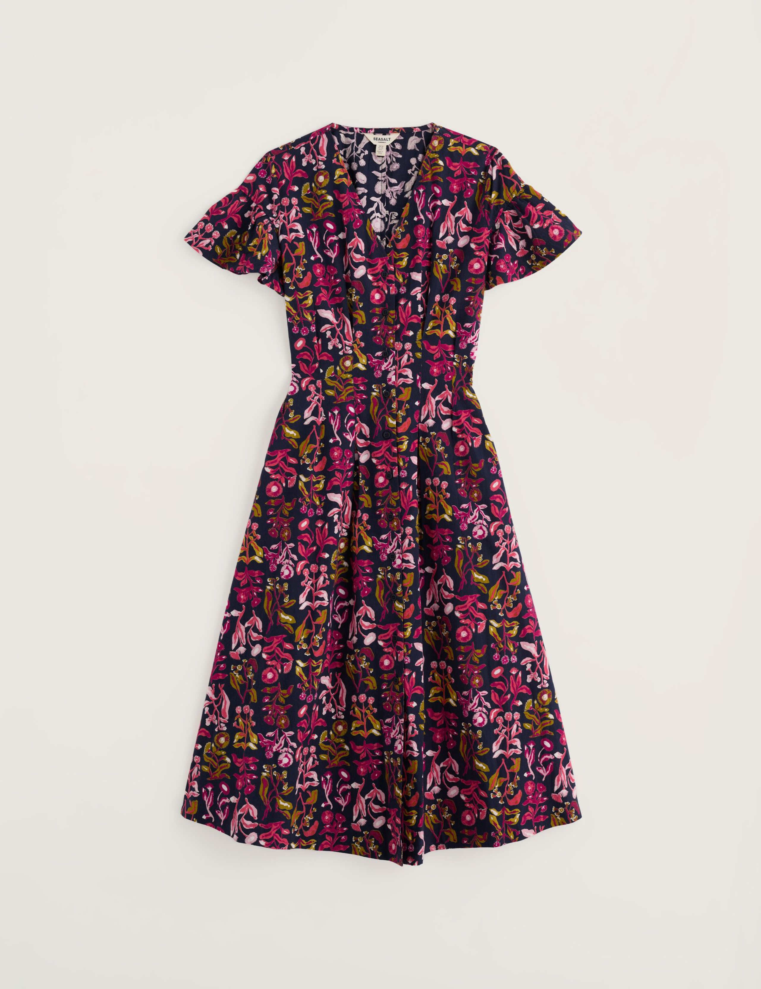 Pure Cotton Floral V-Neck Midi Tea Dress 2 of 5
