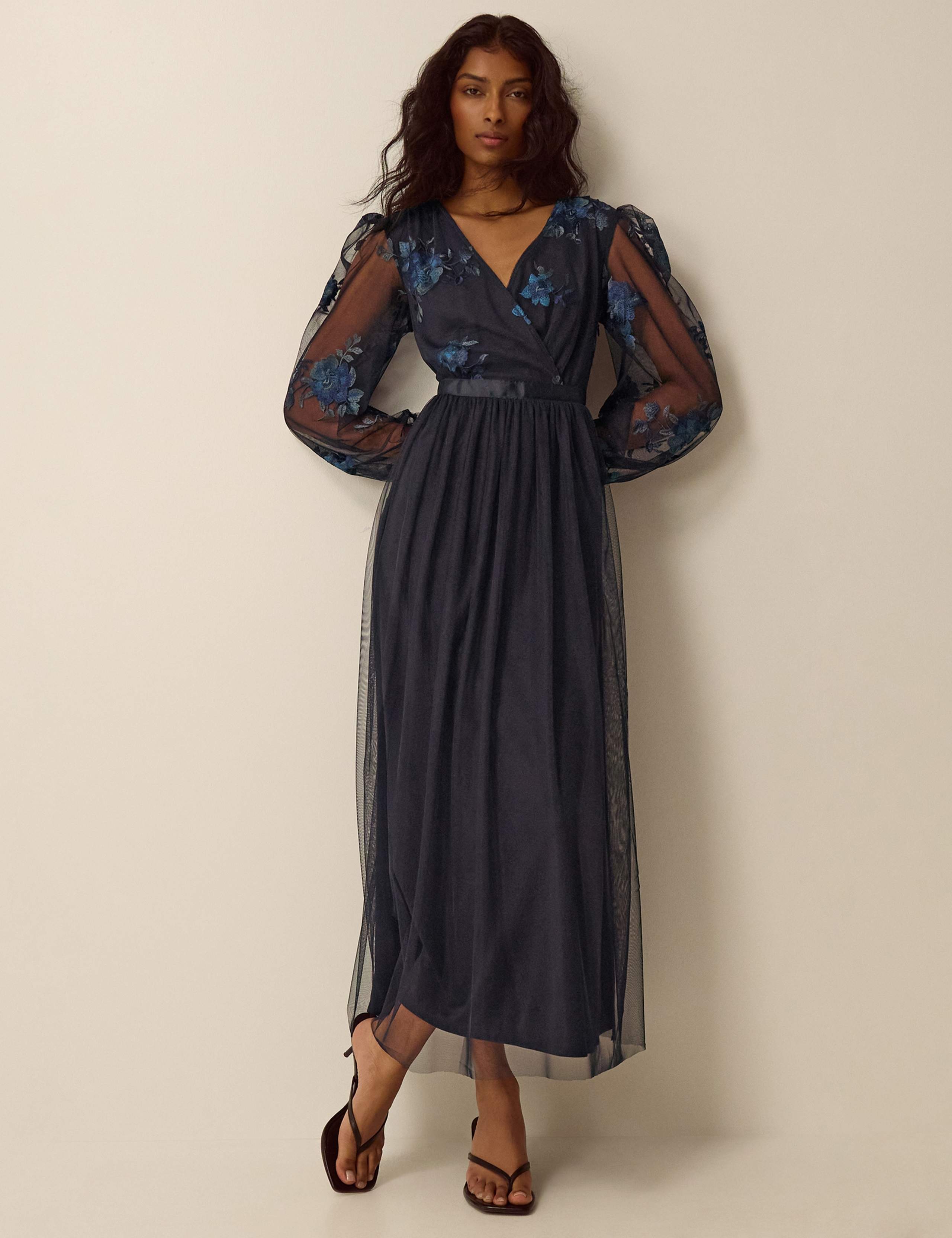 Floral Embroidered Mesh Maxi Tea Dress 2 of 5