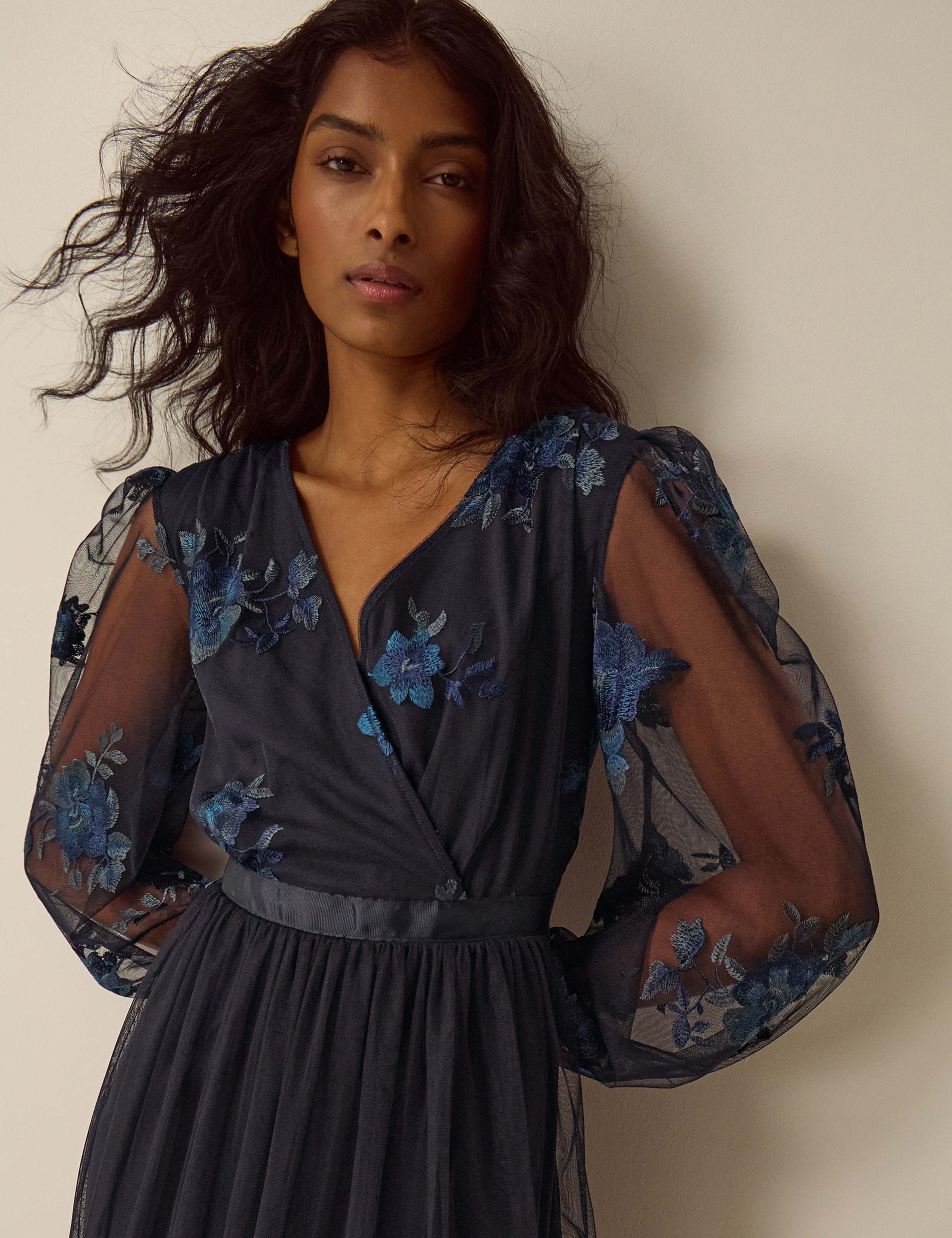 Floral Embroidered Mesh Maxi Tea Dress 4 of 5