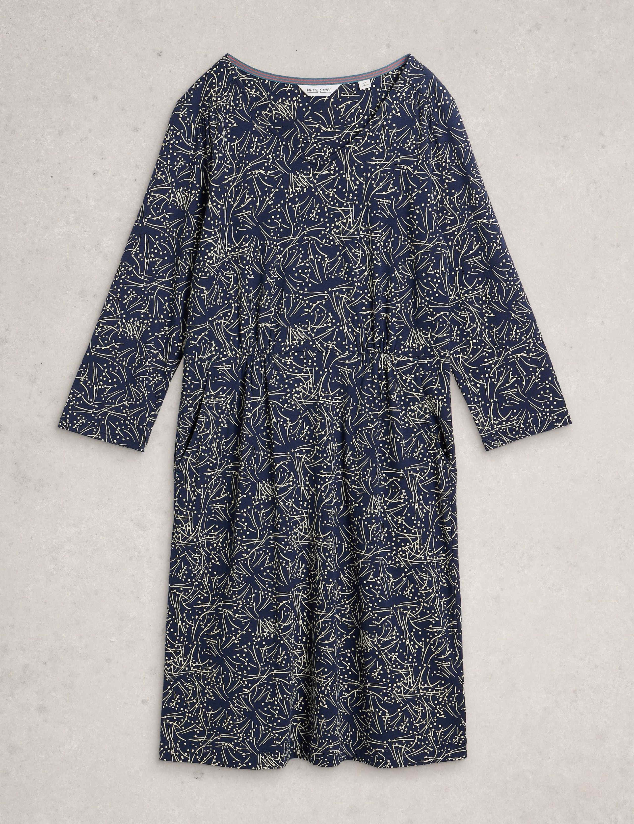 Jersey Printed V-Neck Waisted Dress 2 of 6
