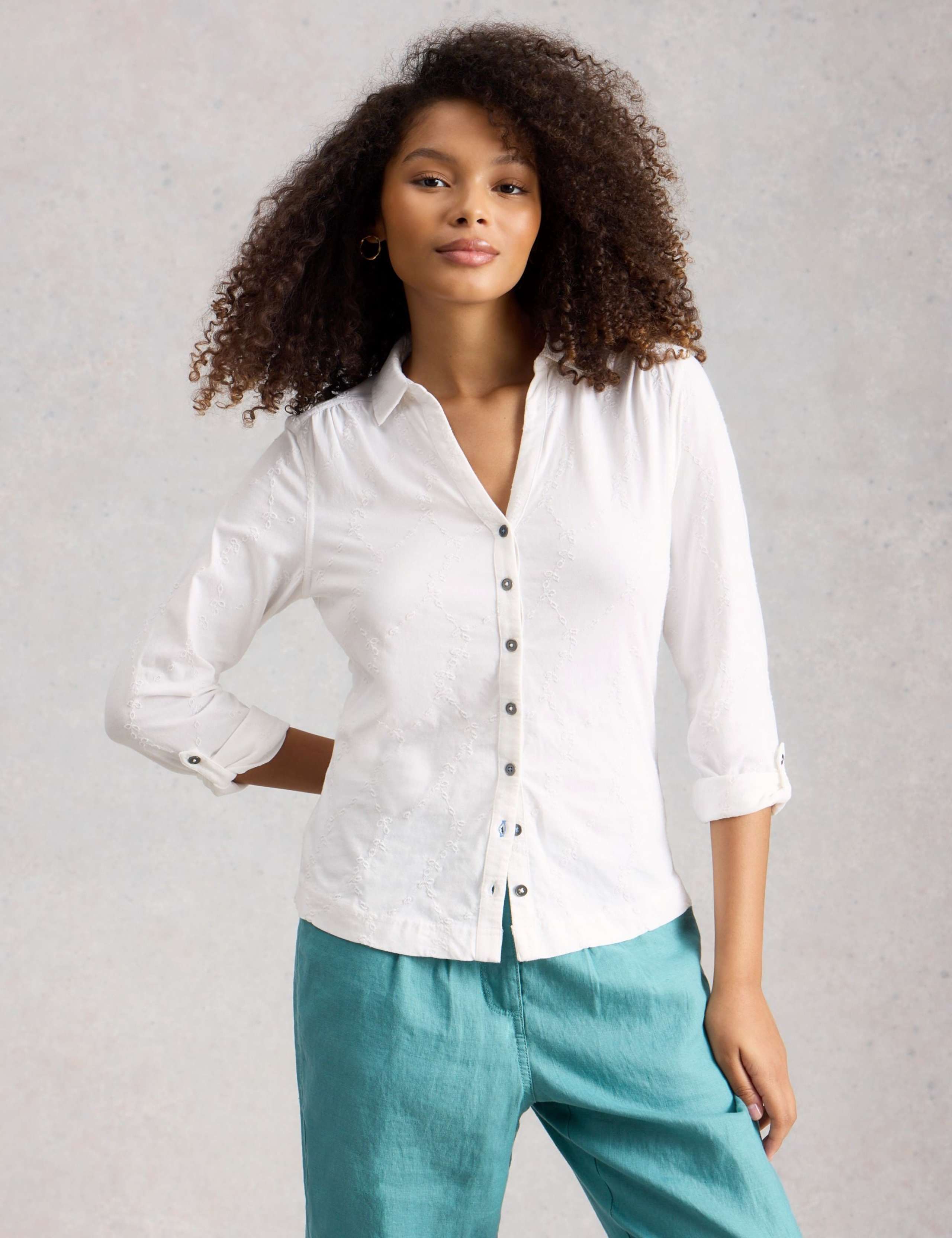 Pure Cotton Jersey Broderie Shirt 1 of 6