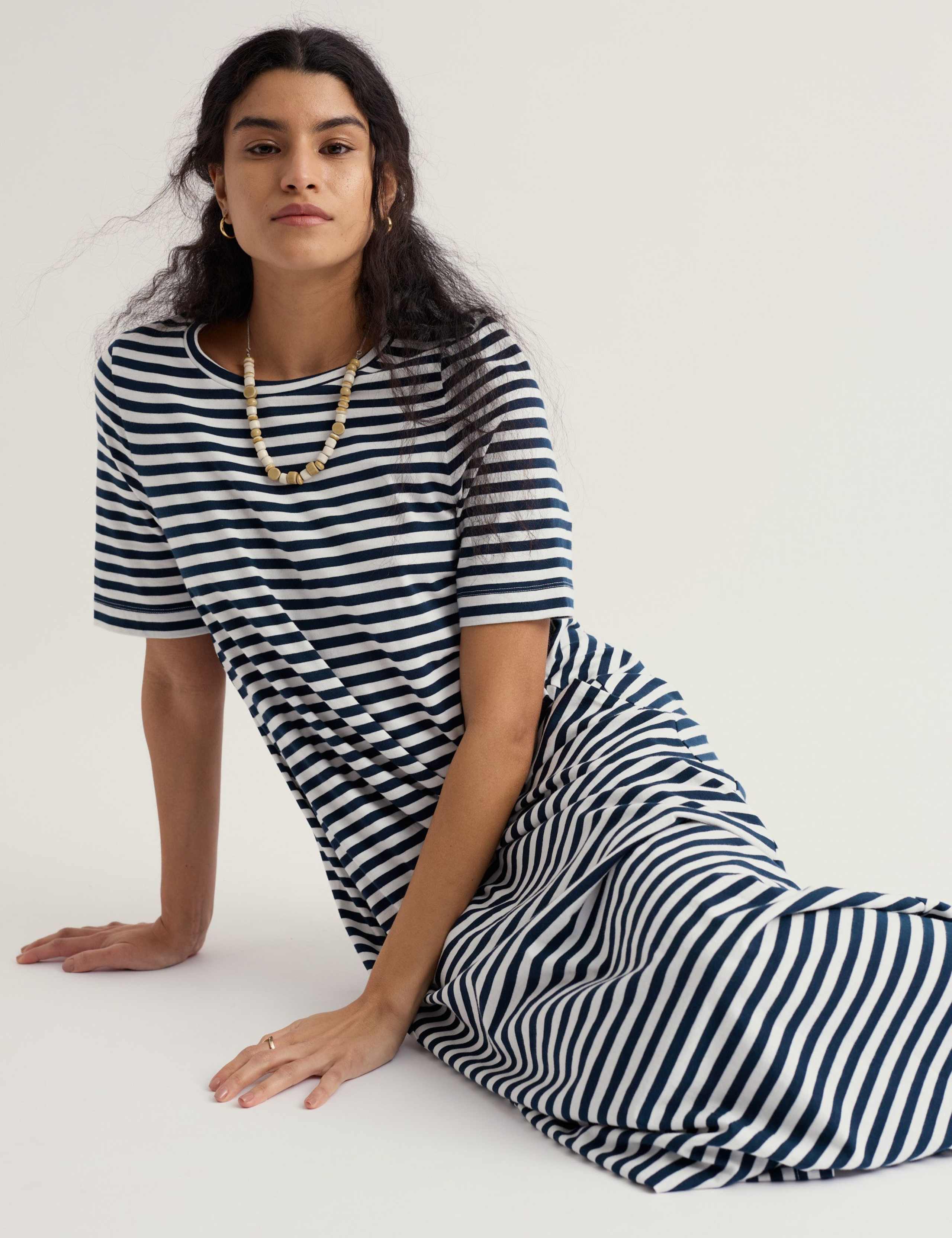 Pure Cotton Striped Round Neck T-Shirt Dress 4 of 5