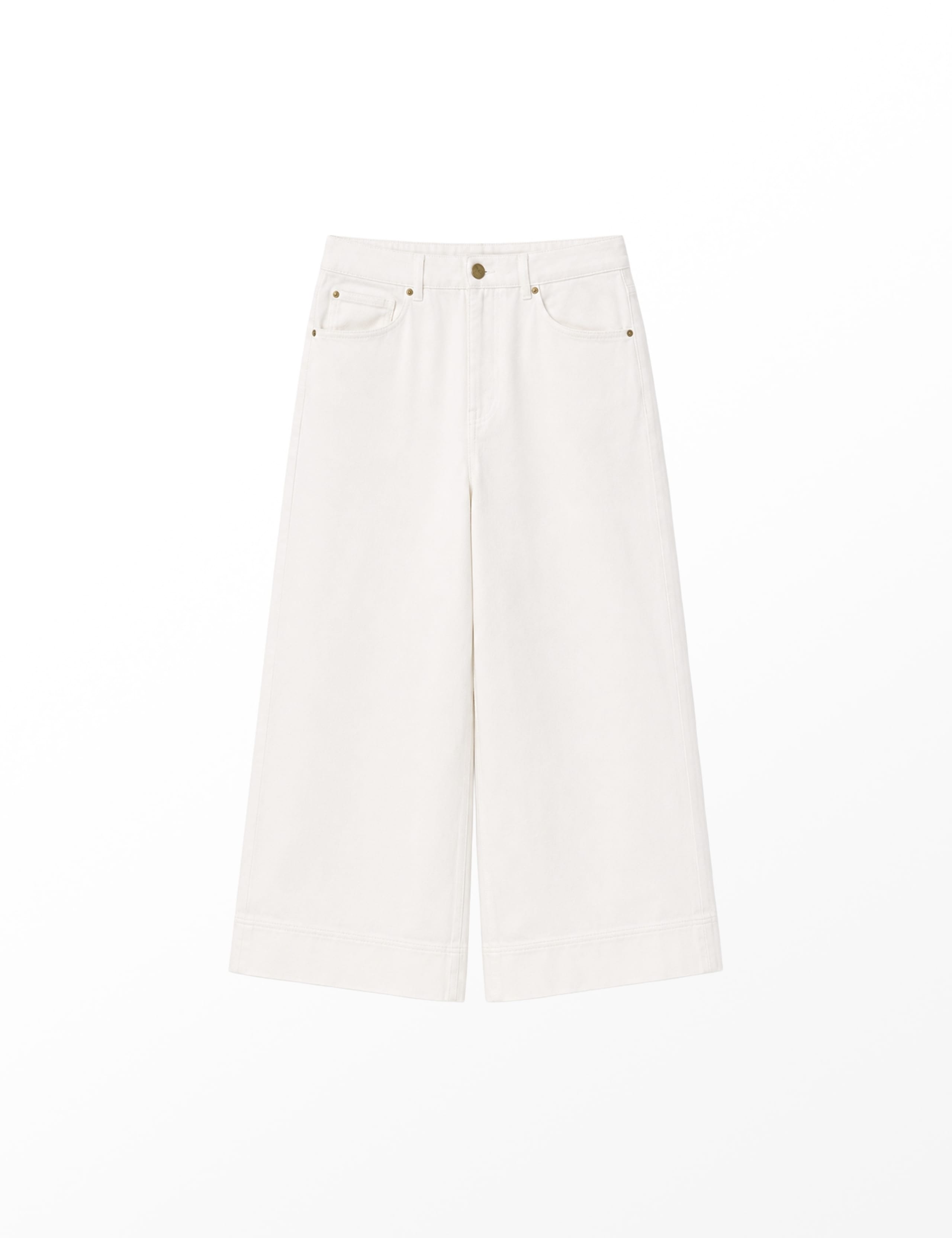 Denim Wide Leg Cropped Culottes 2 of 4