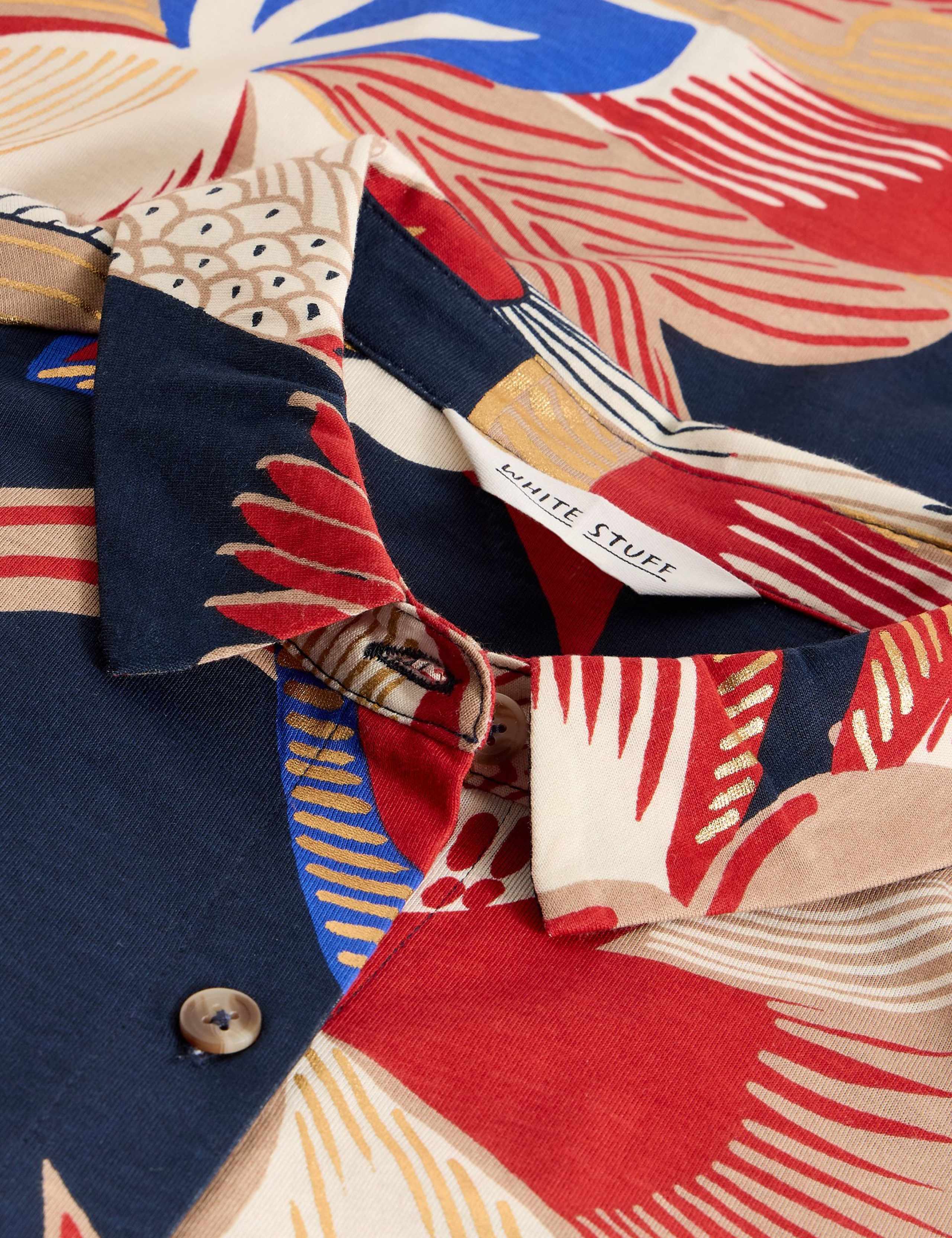 Jersey Floral Collared Midi Shirt Dress 6 of 6