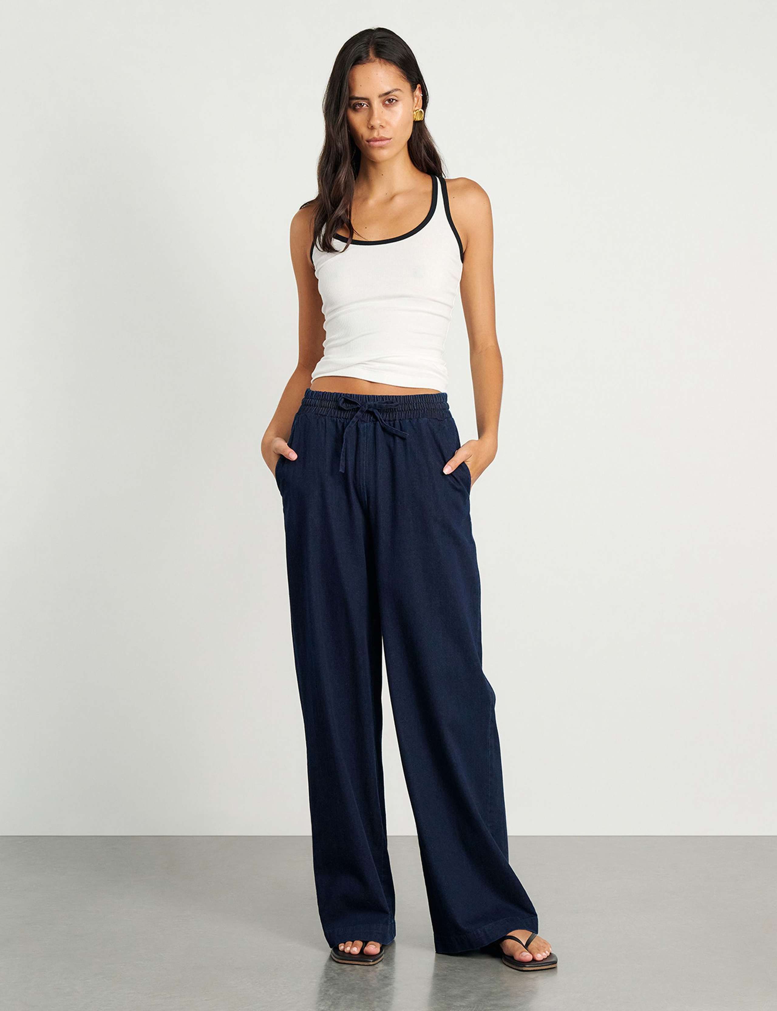 Pure Cotton Wide Leg Trousers 4 of 6