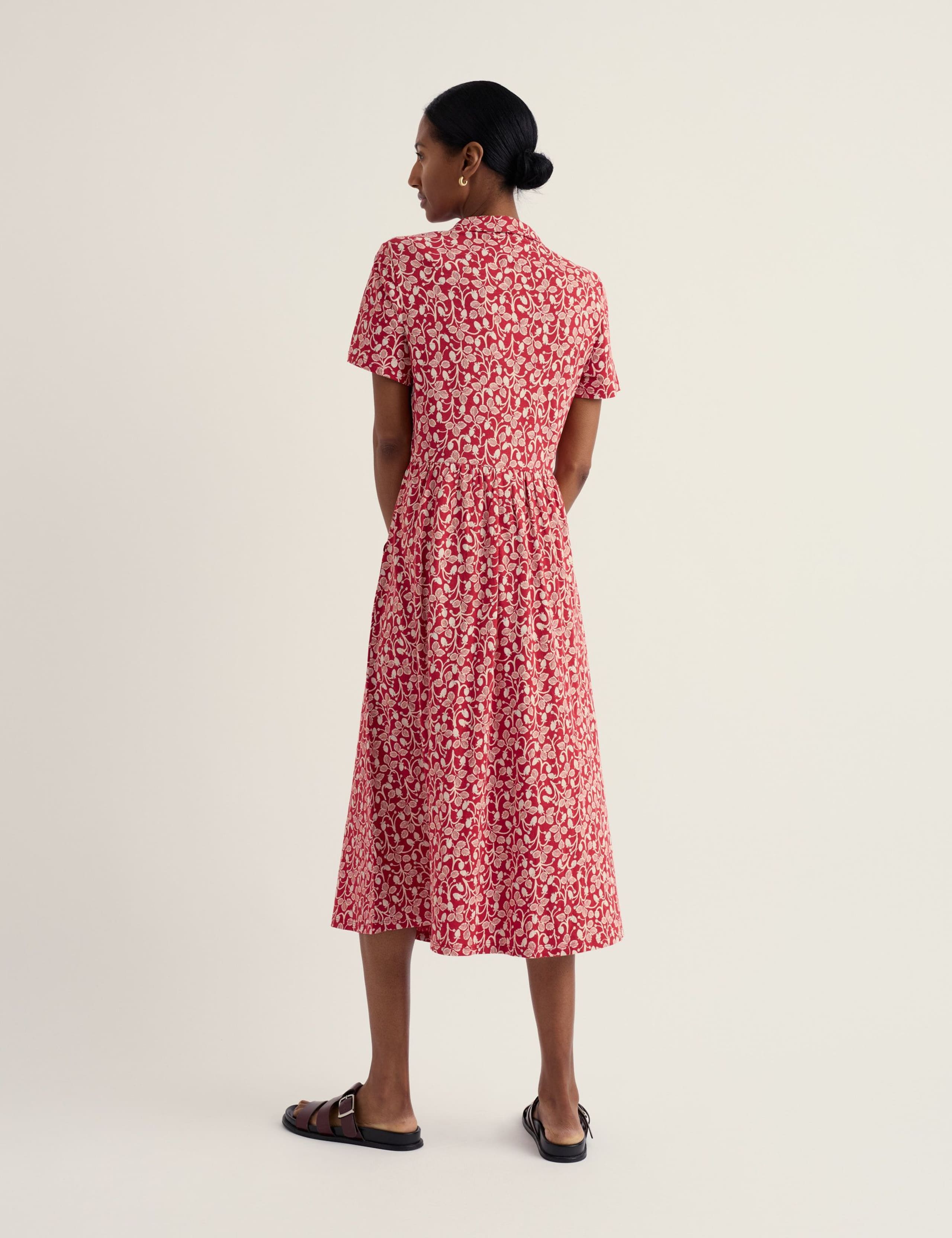 Pure Cotton Jersey Floral Midi Shirt Dress 4 of 5