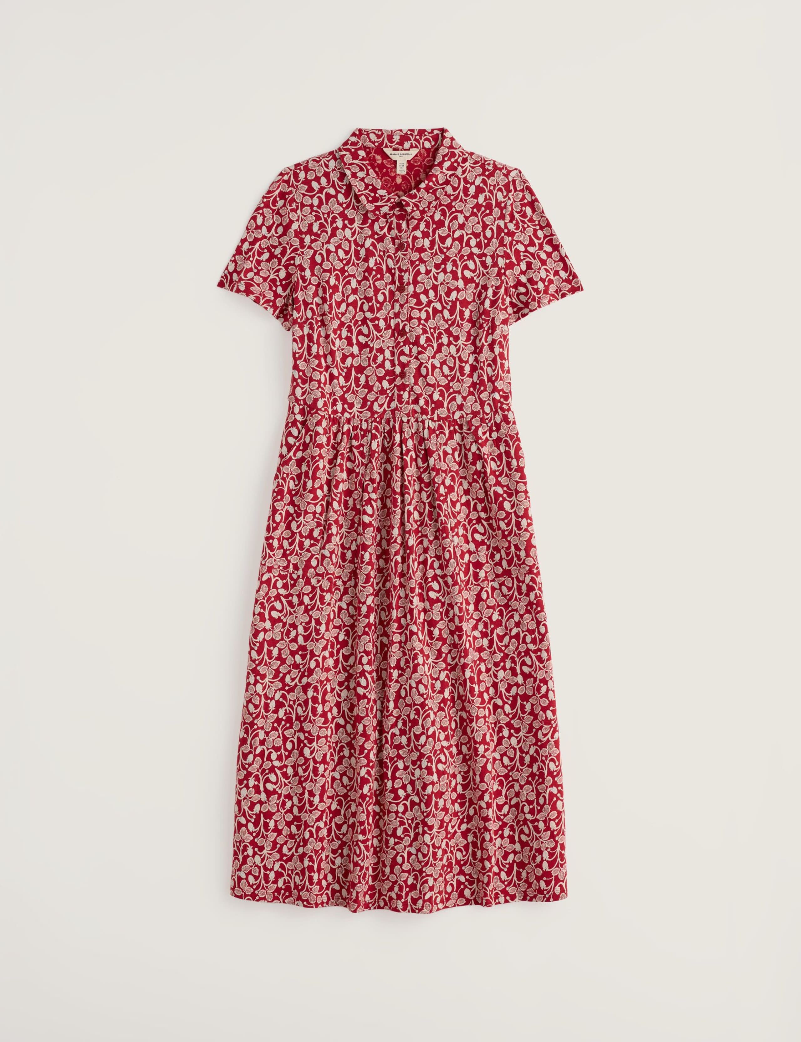 Pure Cotton Jersey Floral Midi Shirt Dress 2 of 5