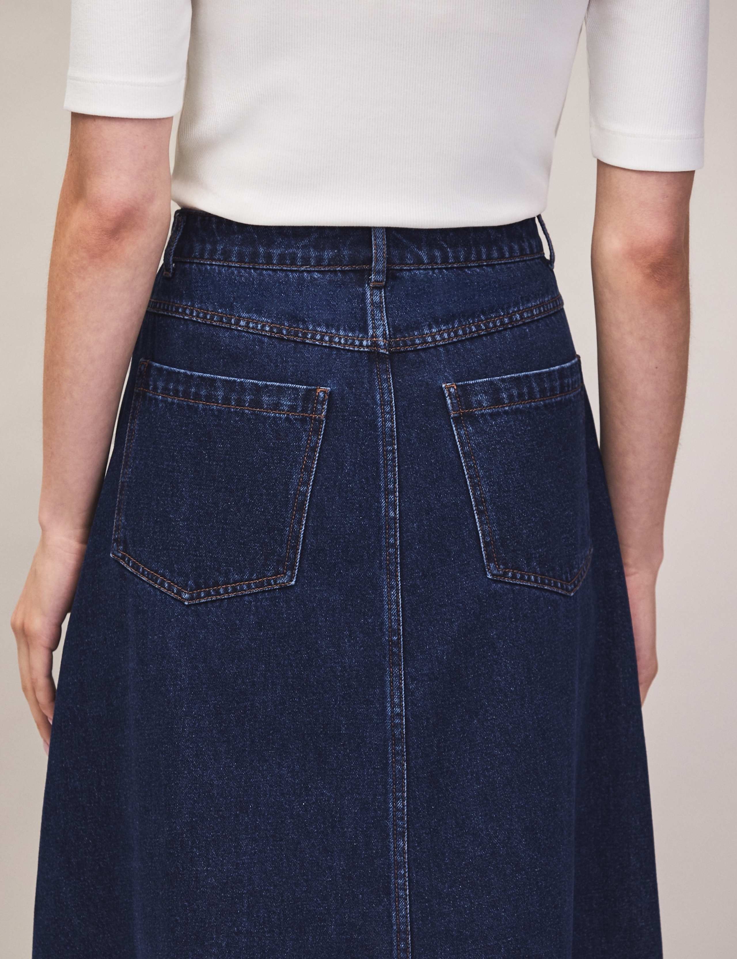Denim Split Front Maxi Skirt 3 of 7