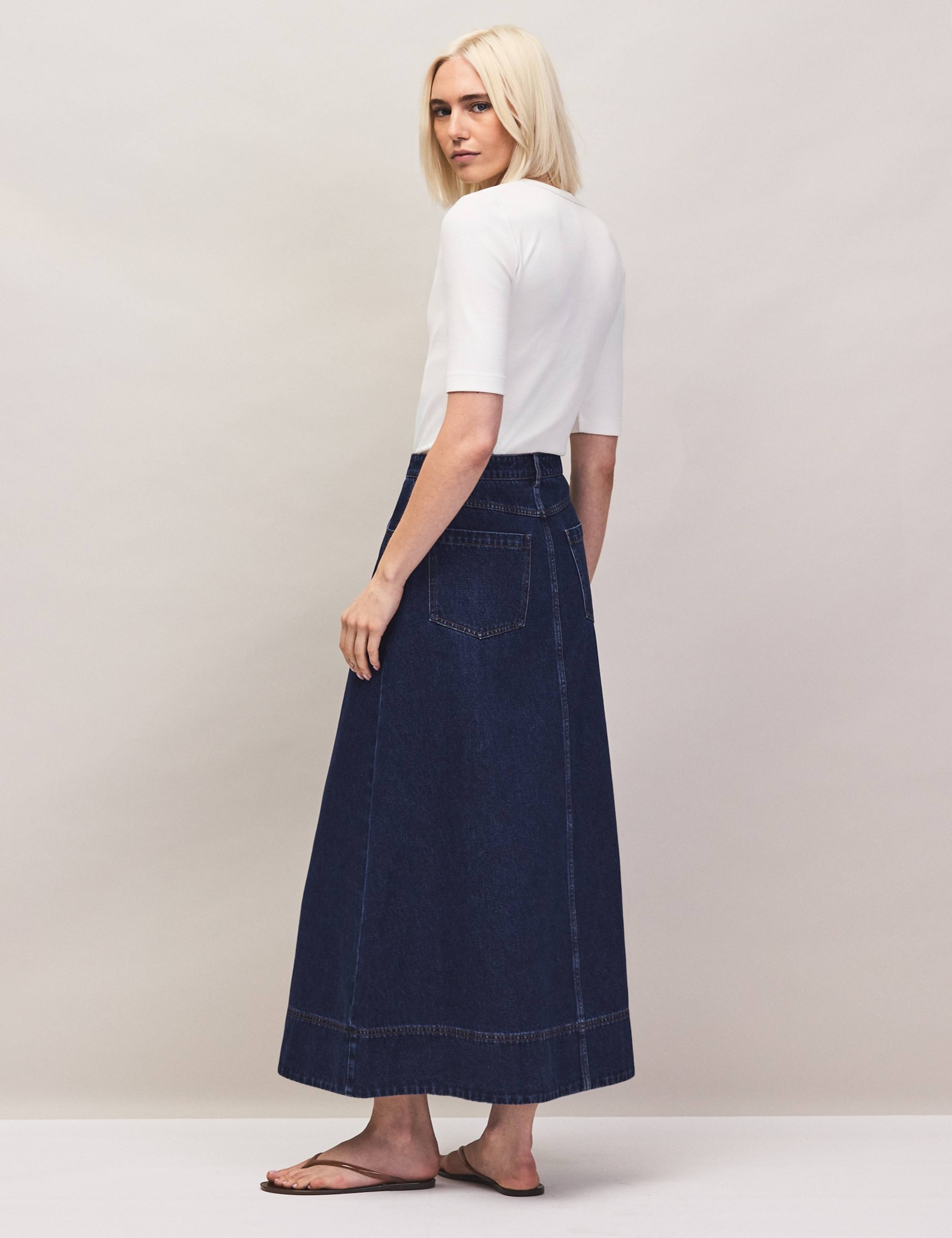 Denim Split Front Maxi Skirt 5 of 7