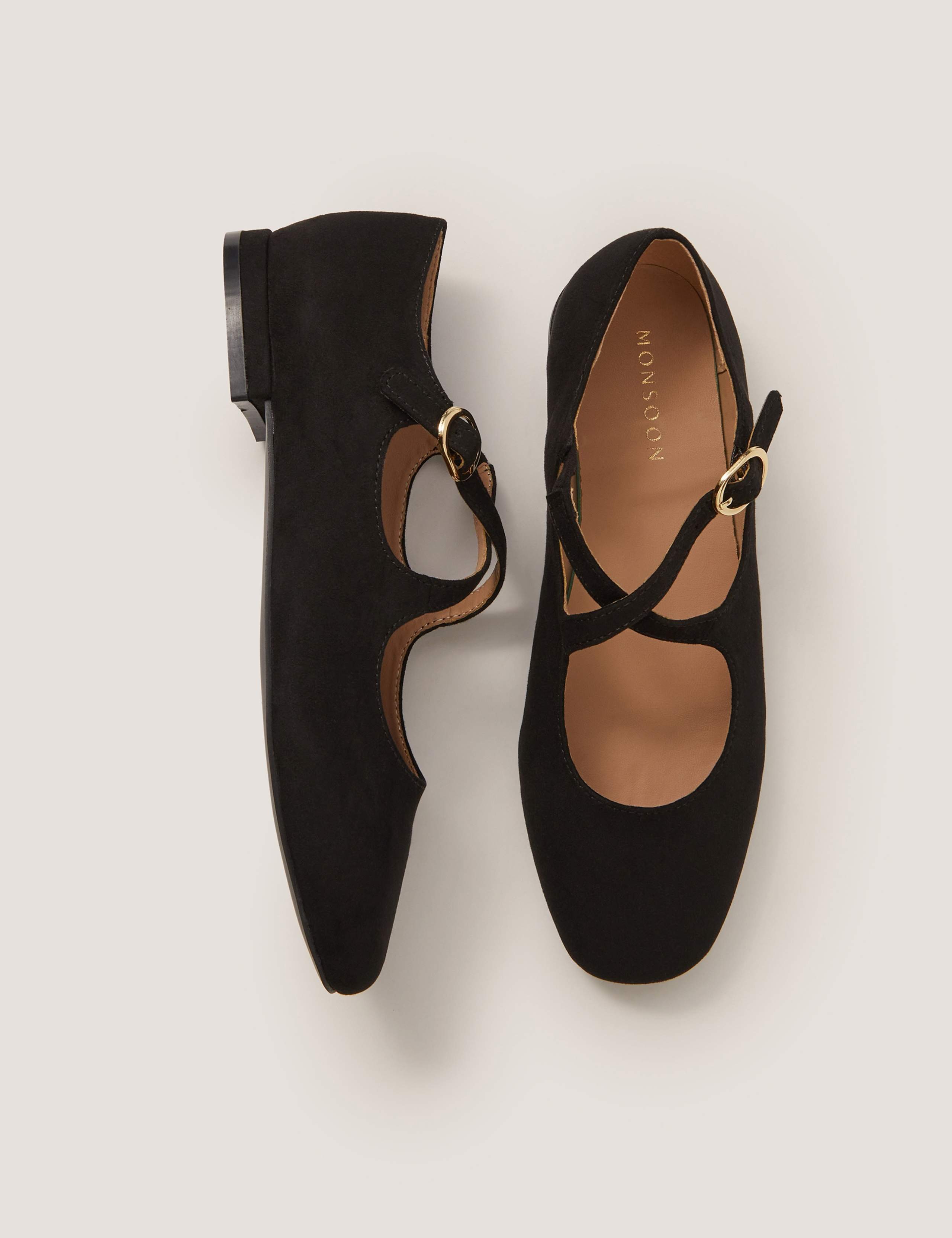 Faux Suede Cross Strap Mary Jane Ballet Pumps 2 of 3
