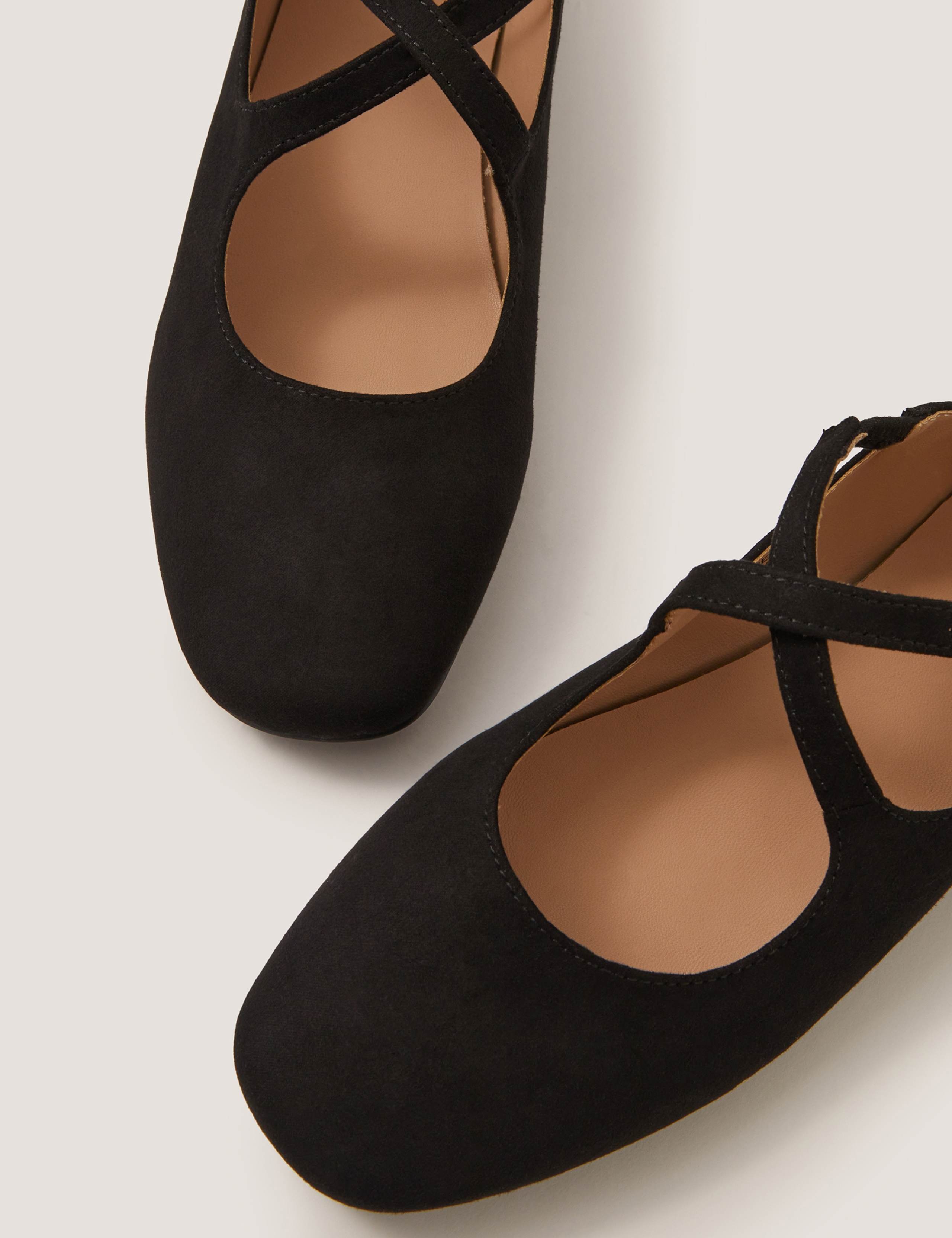 Faux Suede Cross Strap Mary Jane Ballet Pumps 3 of 3
