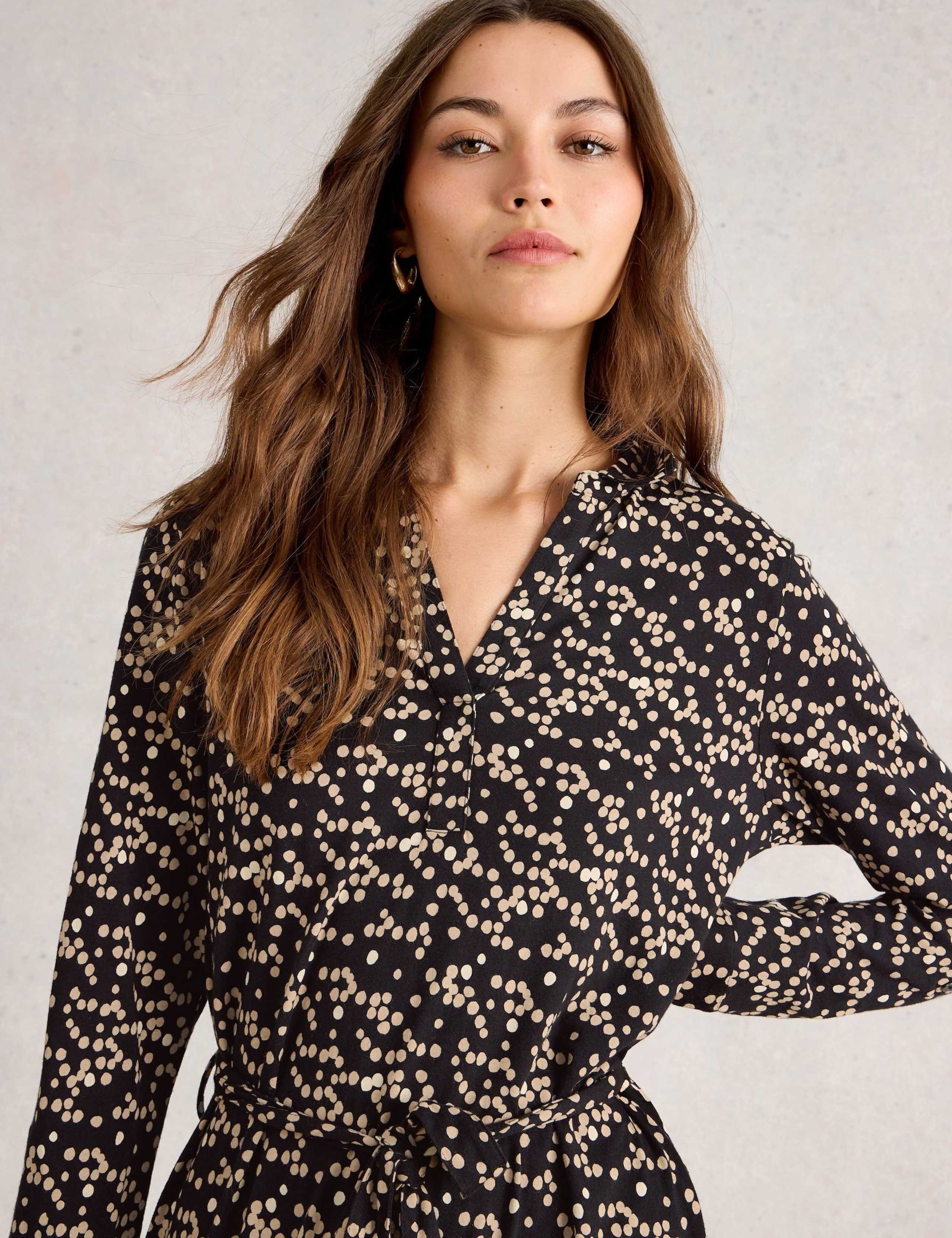 Cotton Modal Blend Jersey Geometric Shirt Dress 5 of 6