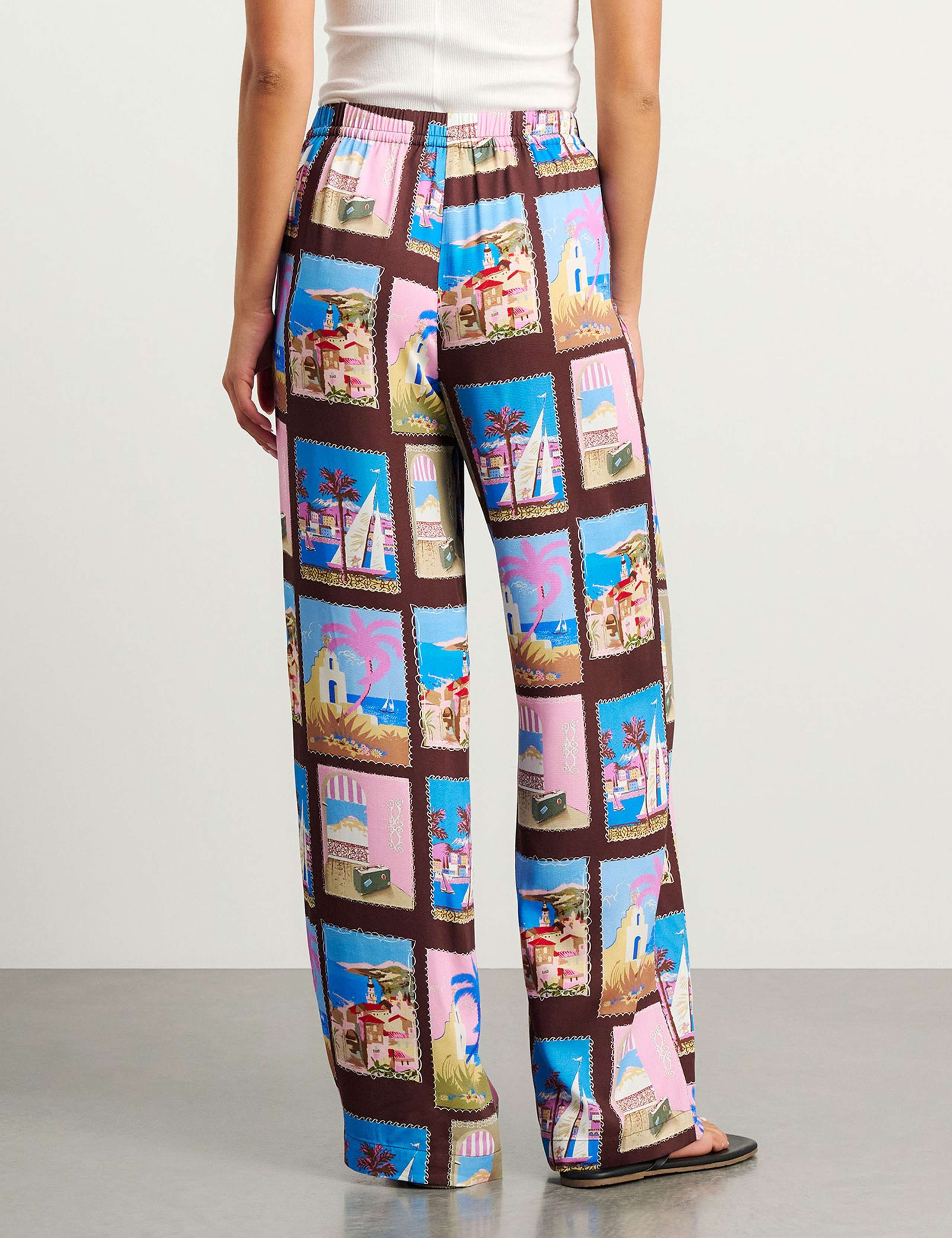 Printed Elasticated Waist Wide Leg Trousers 5 of 7