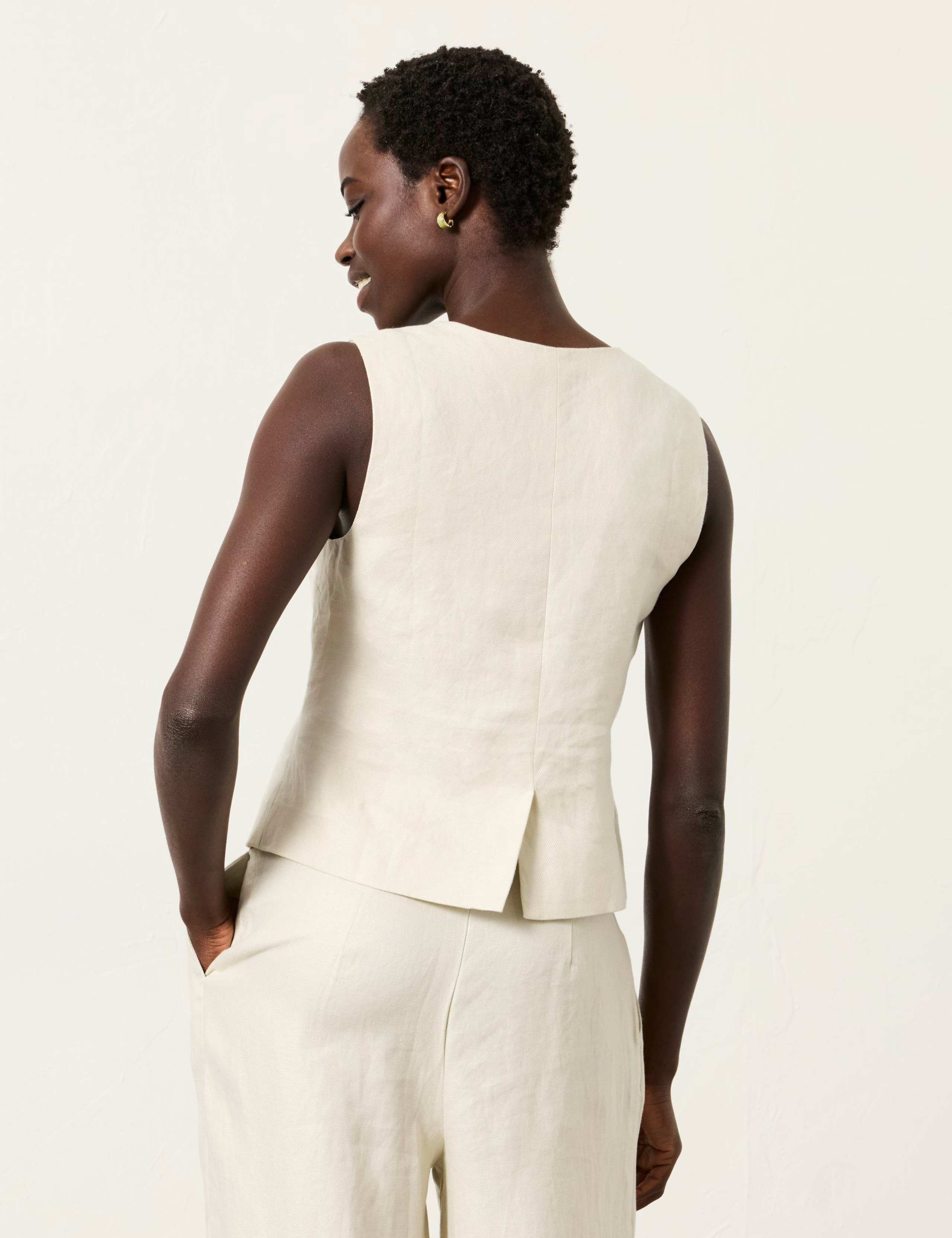 Pure Linen V-Neck Waistcoat 7 of 7