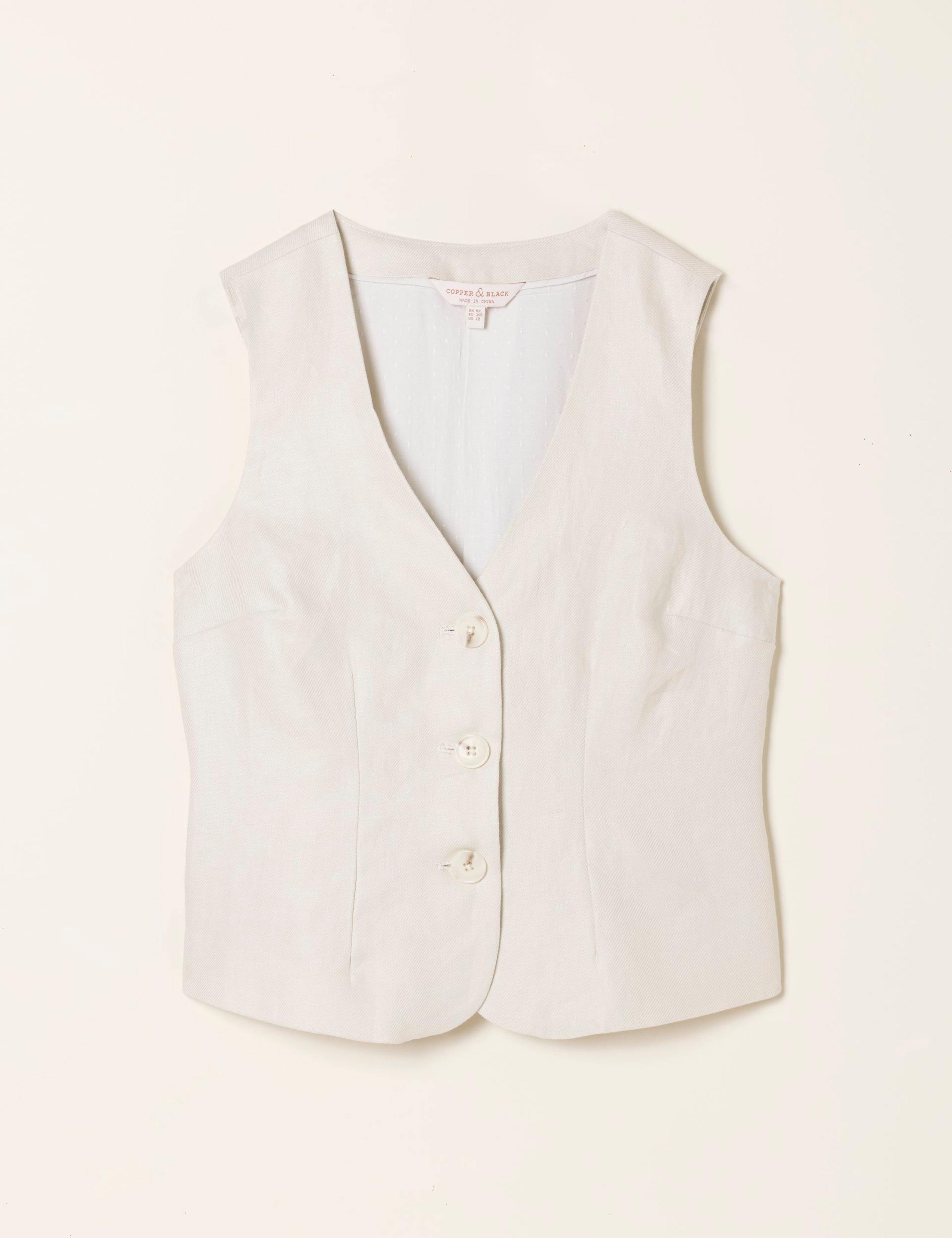 Pure Linen V-Neck Waistcoat 2 of 7