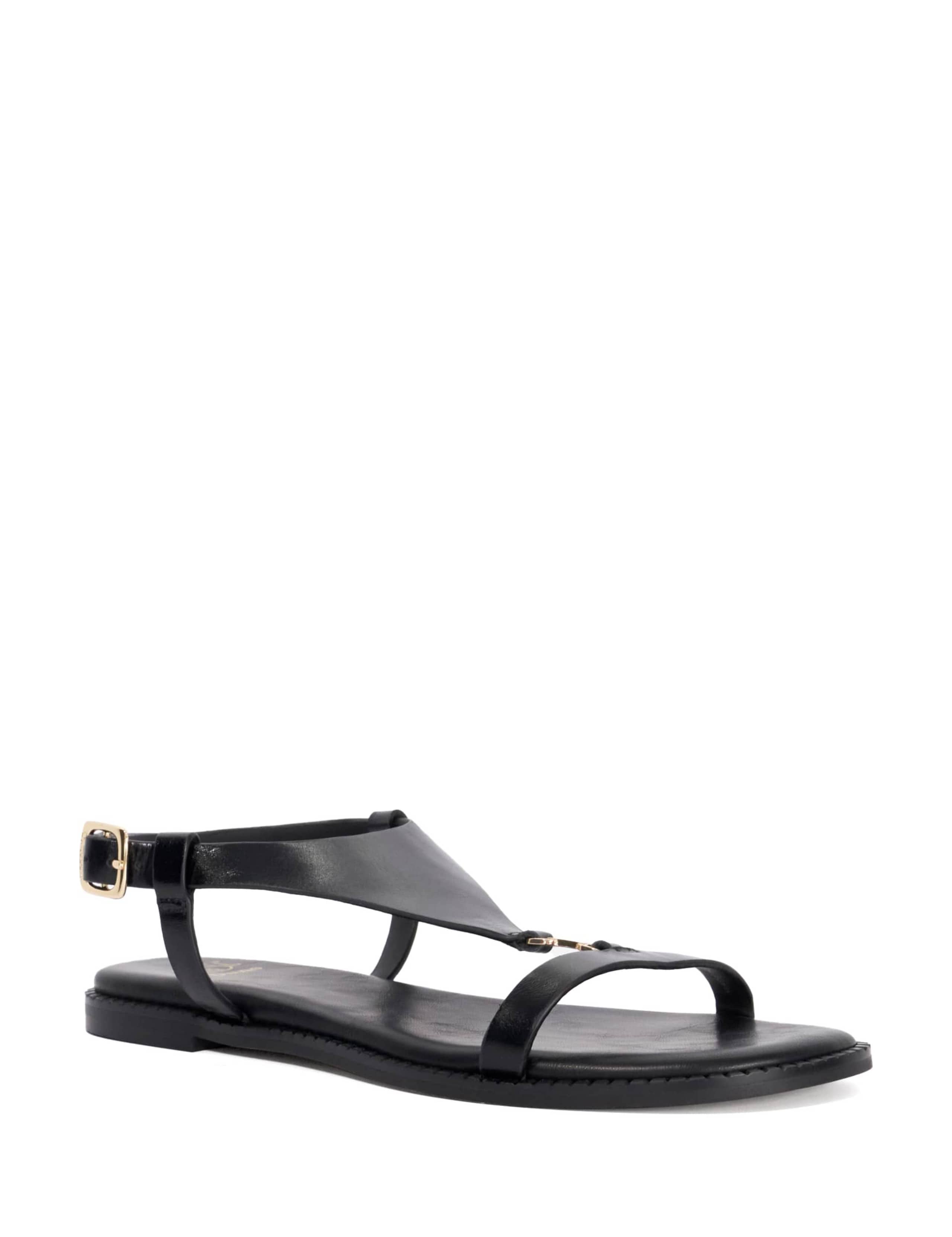 Leather Buckle Ankle Strap T Bar Flat Sandals 3 of 5