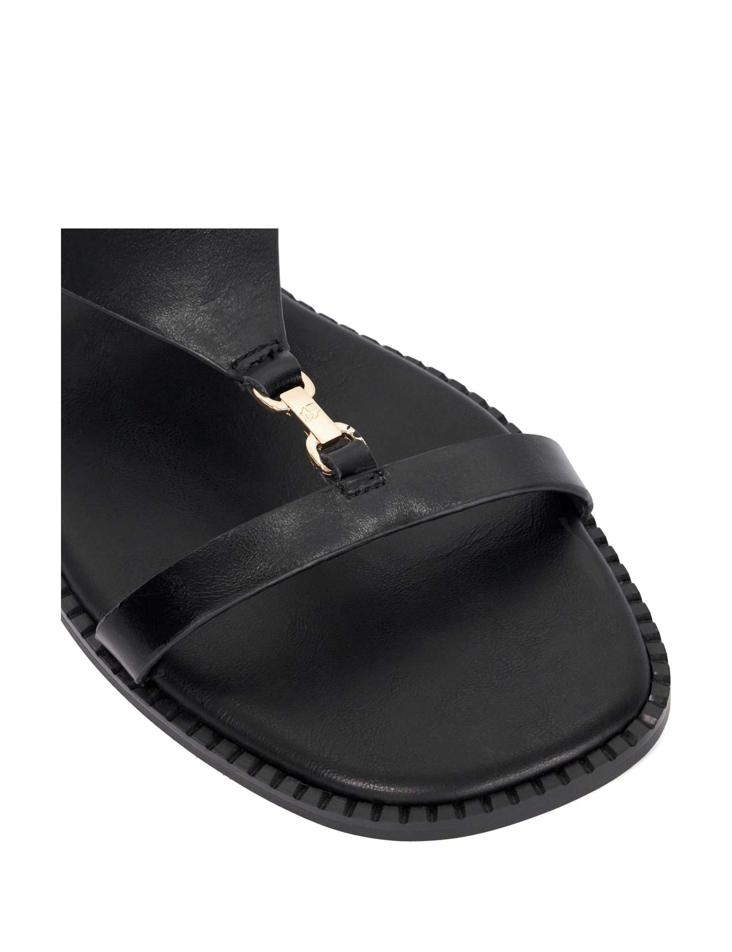 Leather Buckle Ankle Strap T Bar Flat Sandals 5 of 5