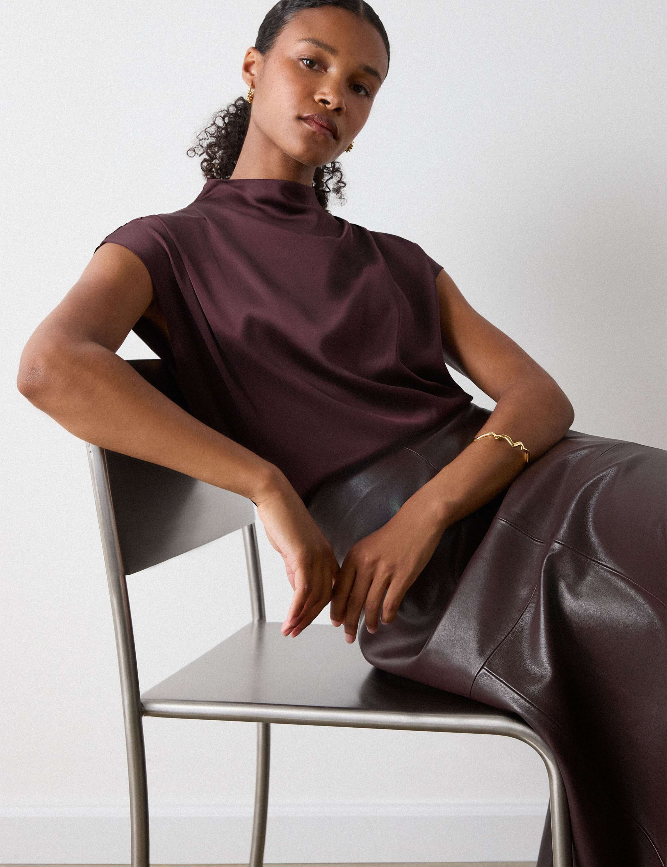 Satin Cowl Neck Blouse 3 of 5