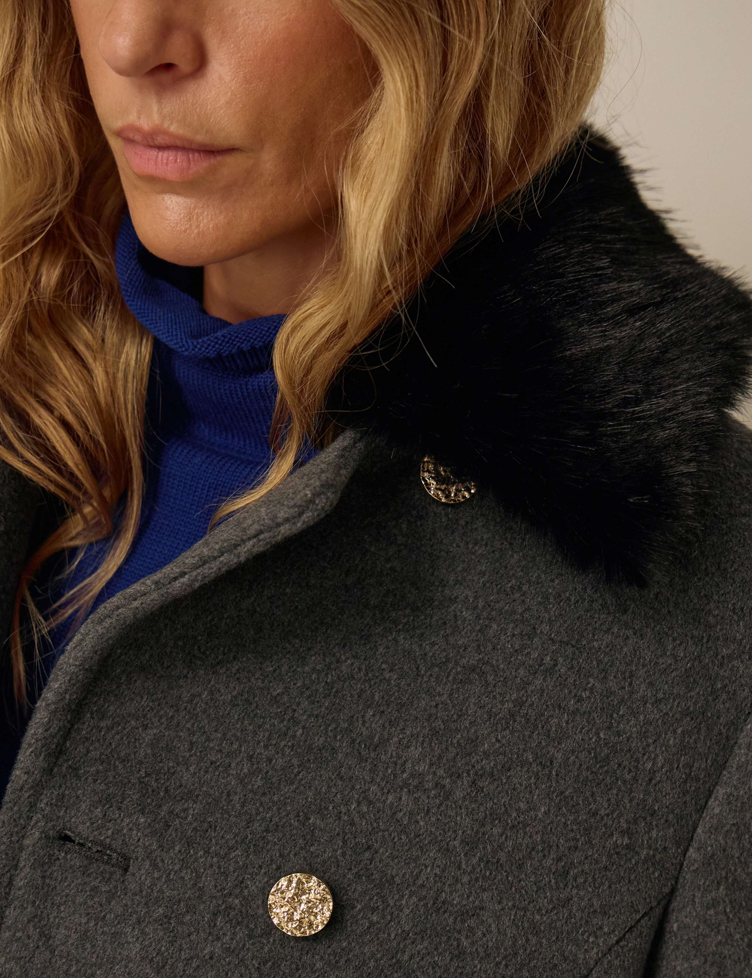 Collared Faux Fur Trim Coat 5 of 5