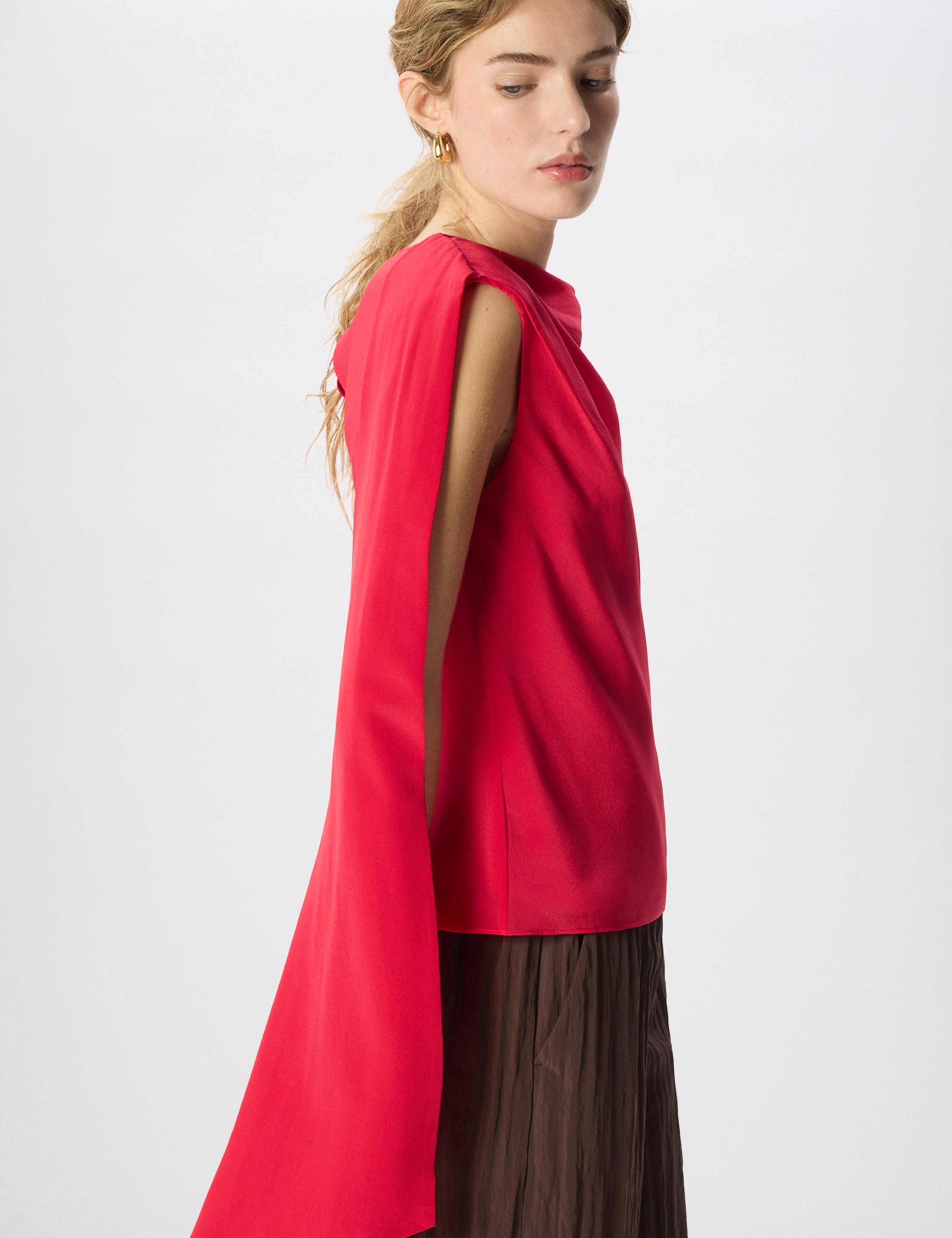 Pure Silk Cowl Neck Scarf Top 3 of 7