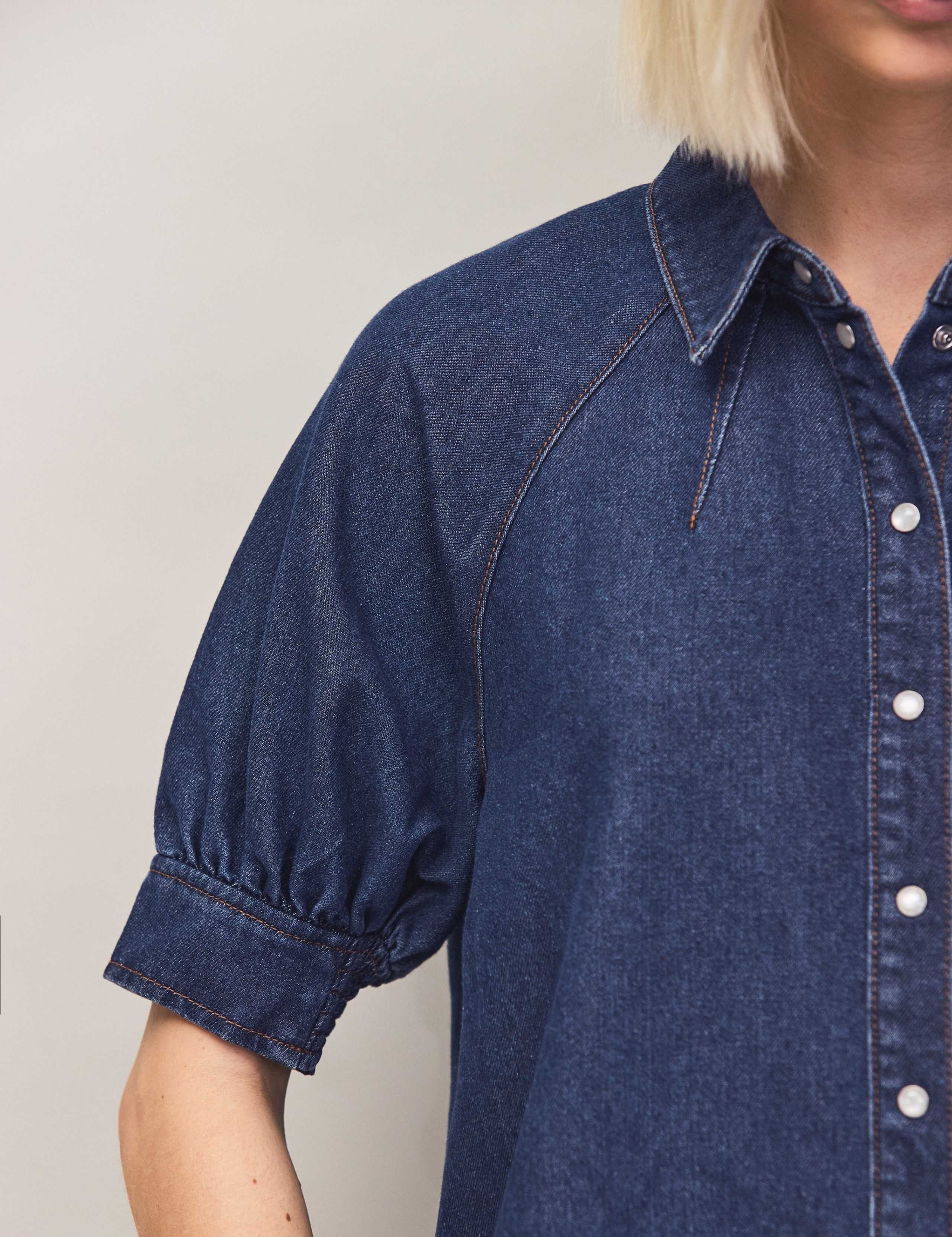 Denim Puff Sleeve Shirt 2 of 7