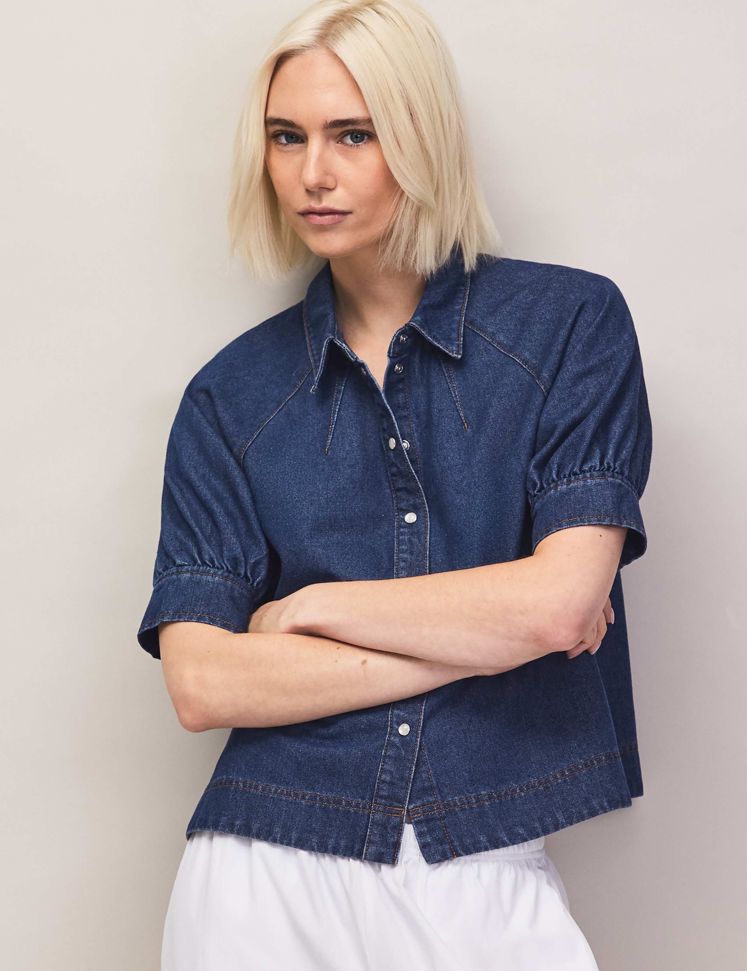 Denim Puff Sleeve Shirt 6 of 7