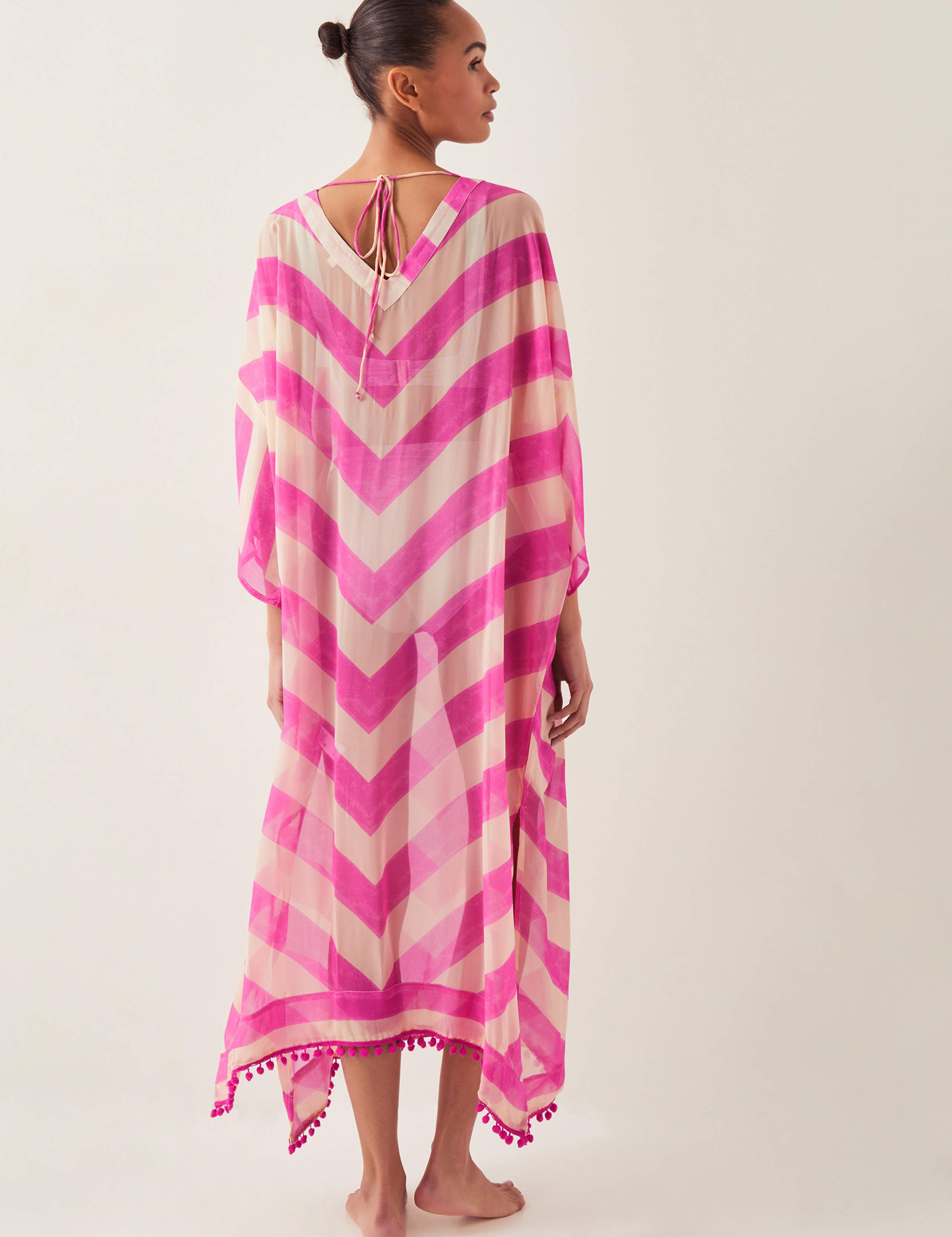 Striped V-Neck Midaxi Kaftan Beach Dress 4 of 4