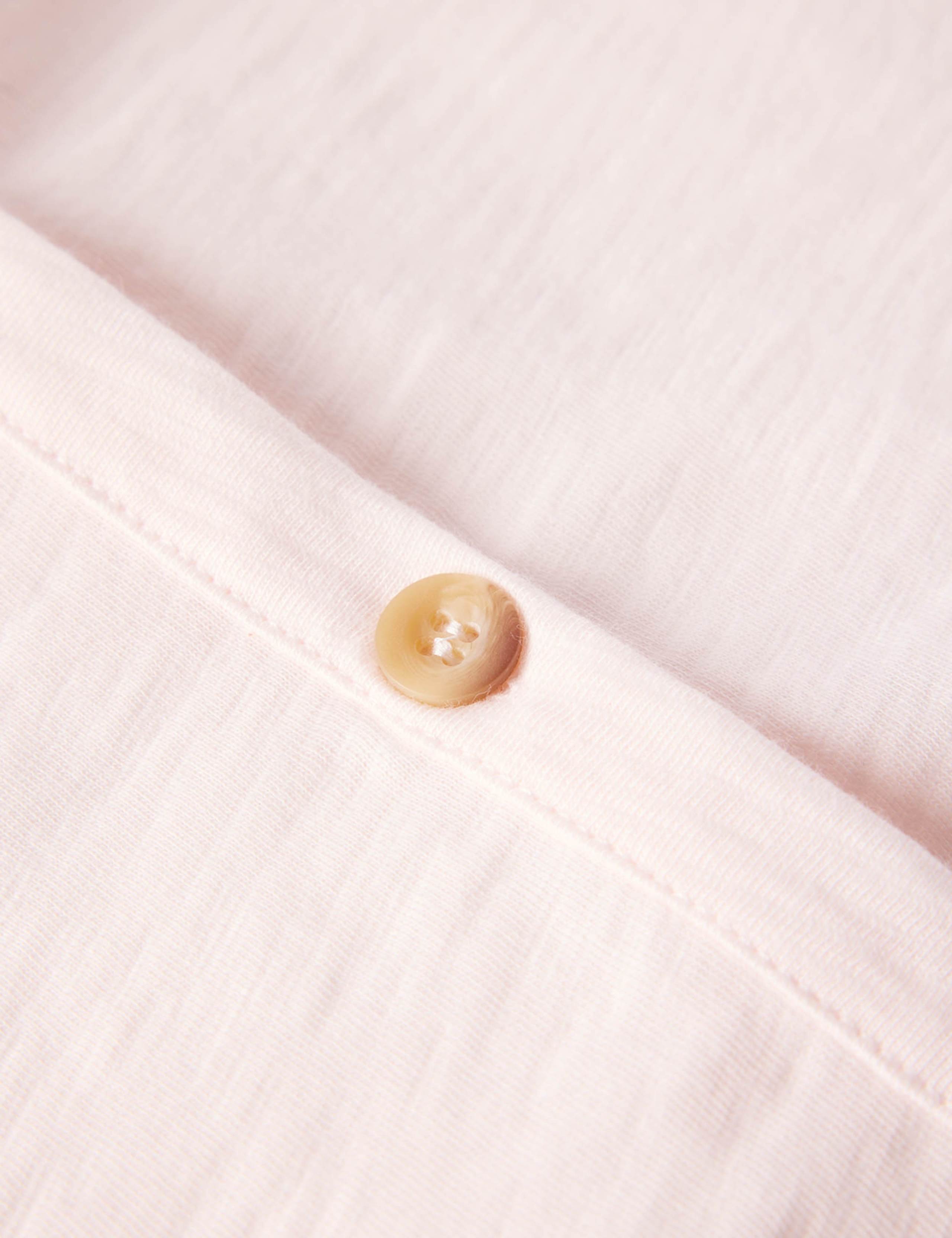 Pure Cotton V-Neck Button Through T-Shirt 4 of 6