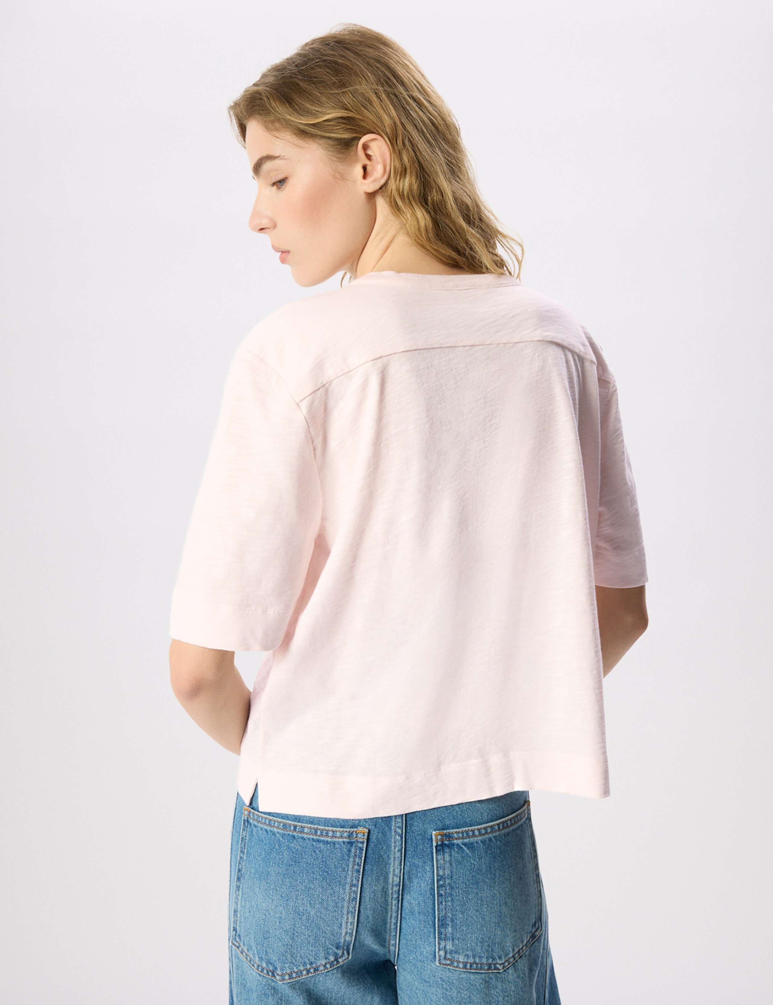 Pure Cotton V-Neck Button Through T-Shirt 6 of 6