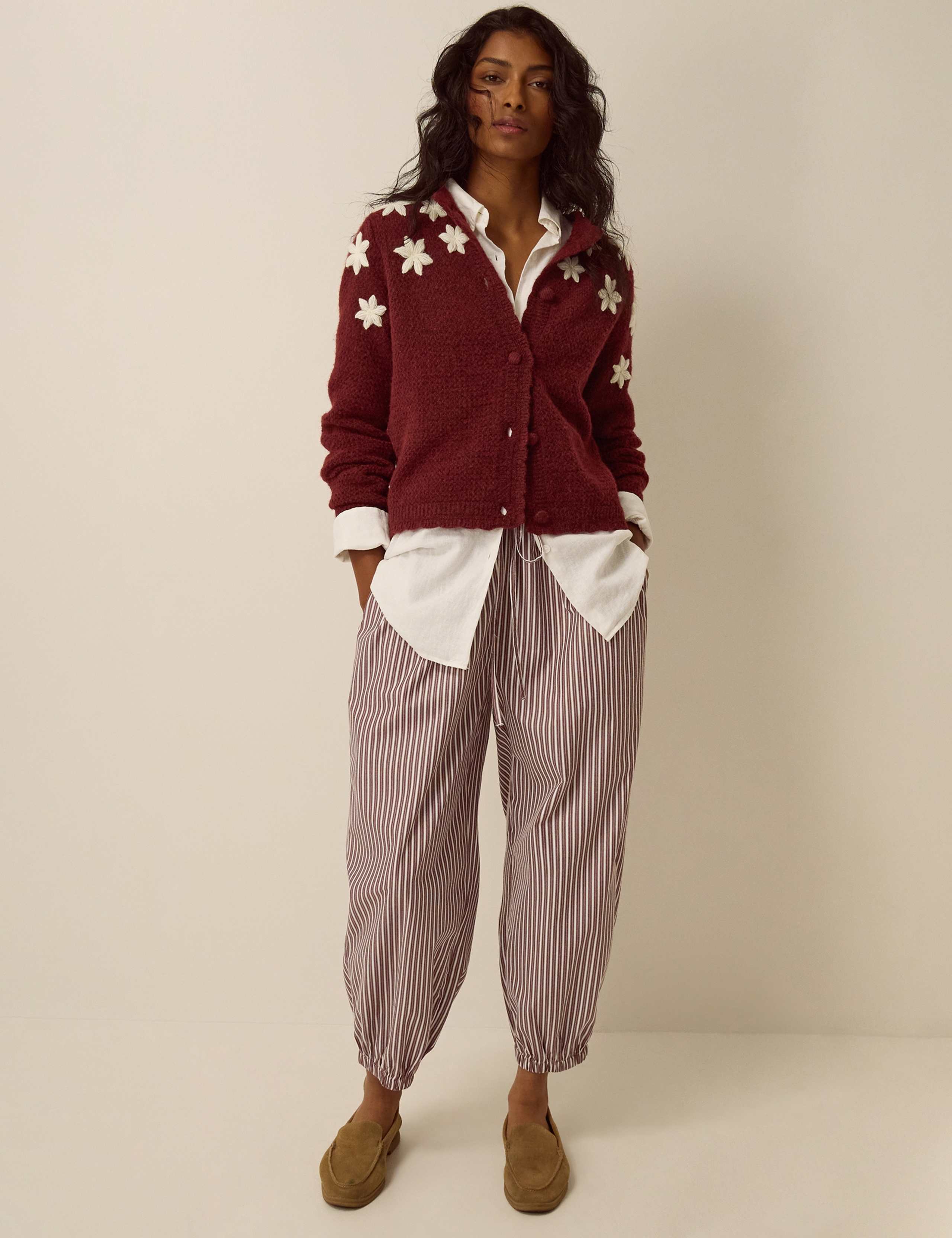 Embroidered Crew Neck Cardigan 3 of 4