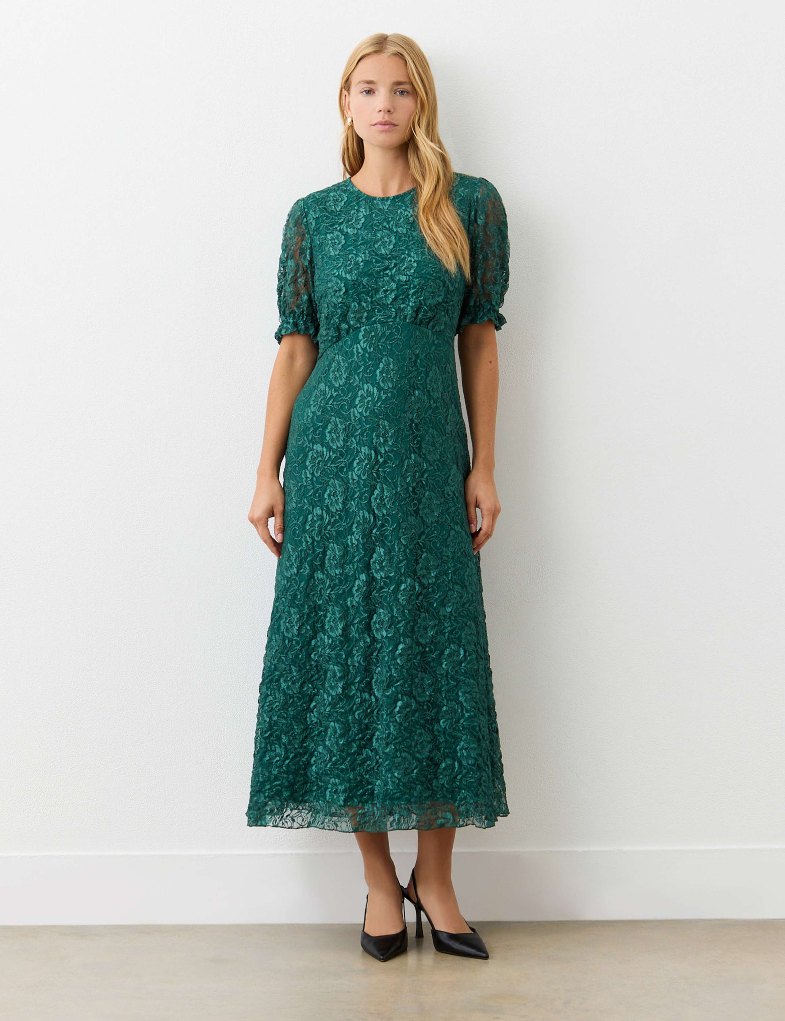 Mela Lace Short Sleeve Midi Tea Dress 1 of 4