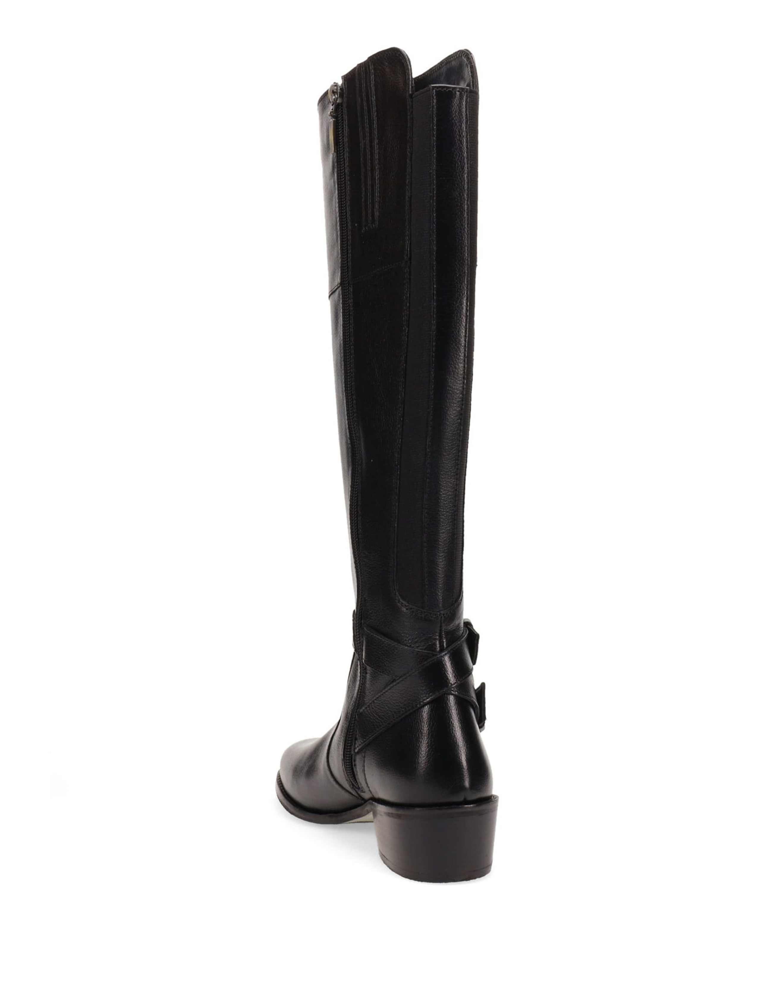 Leather Buckle Block Heel Knee High Boots 3 of 5