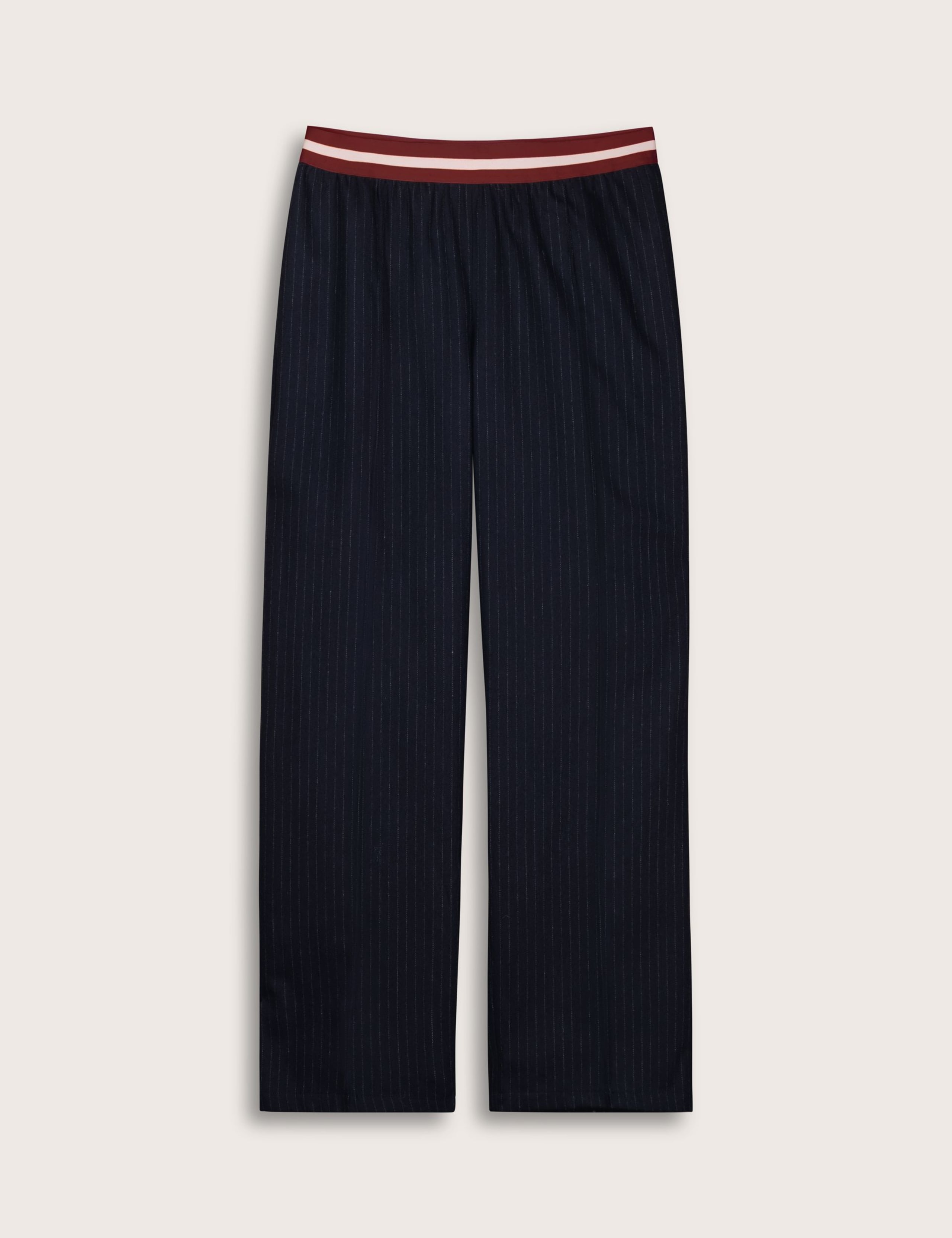 Cotton Blend Striped Wide Leg Trousers 2 of 6