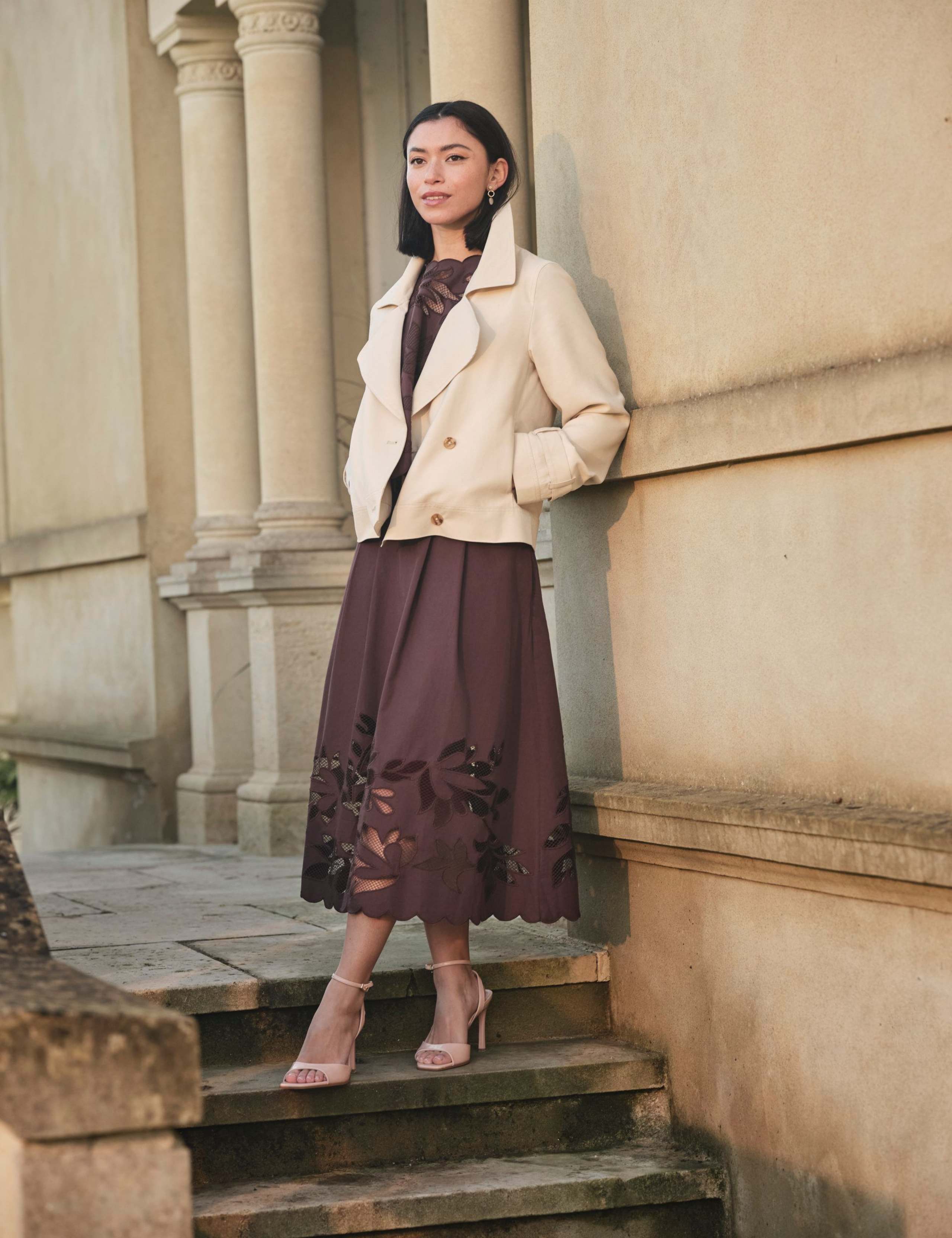 Double Breasted Cropped Trench Coat 6 of 9