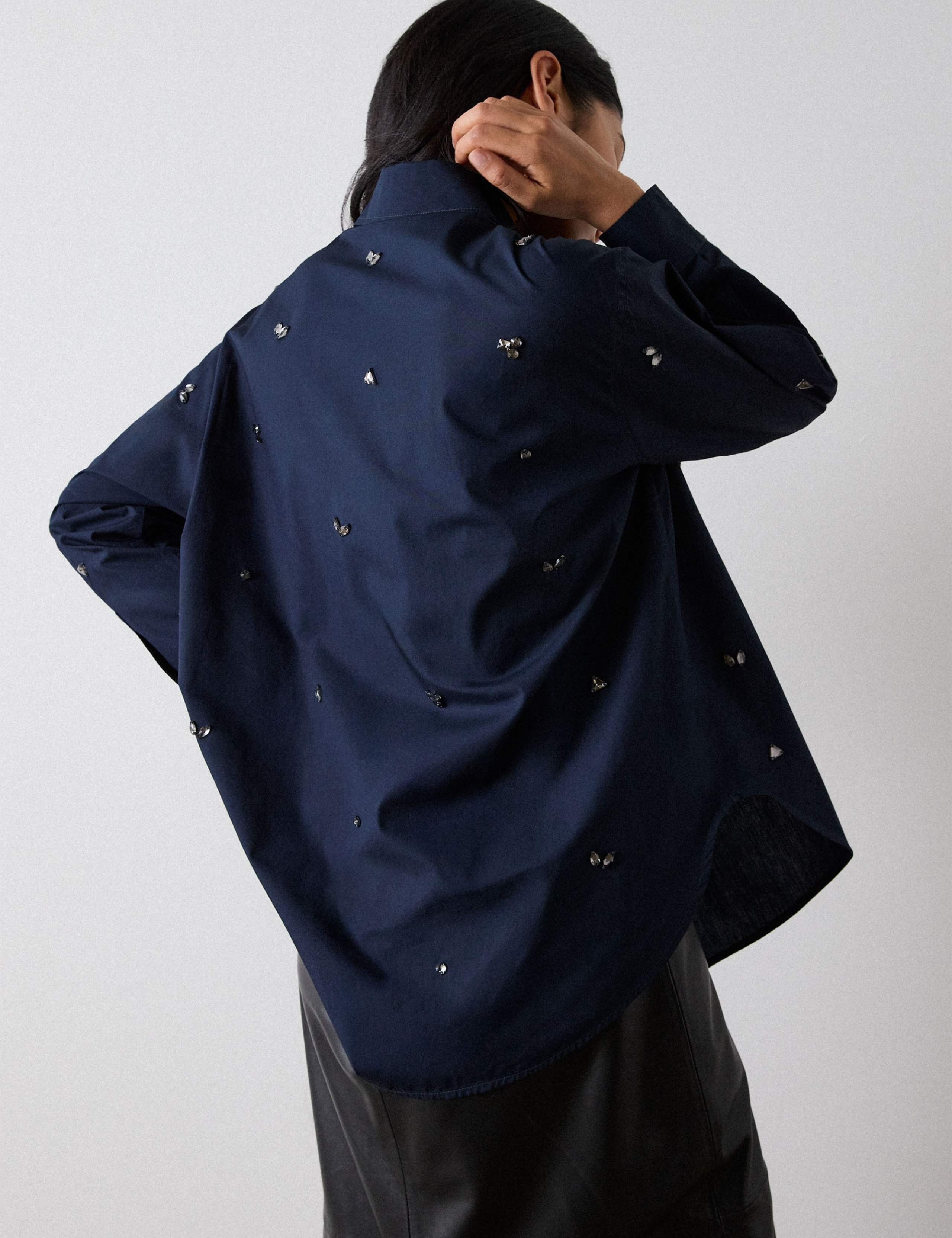 Pure Cotton Jewel Embellished Relaxed Shirt 4 of 5