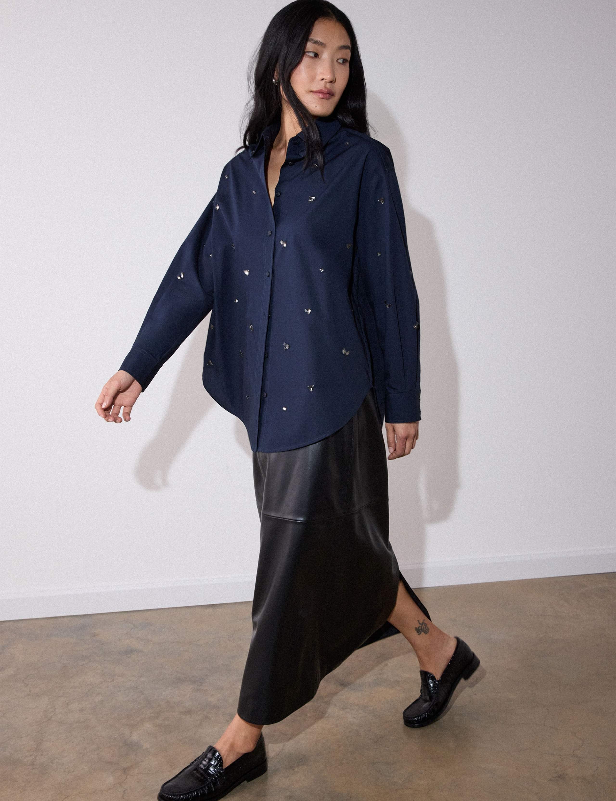 Pure Cotton Jewel Embellished Relaxed Shirt 5 of 5