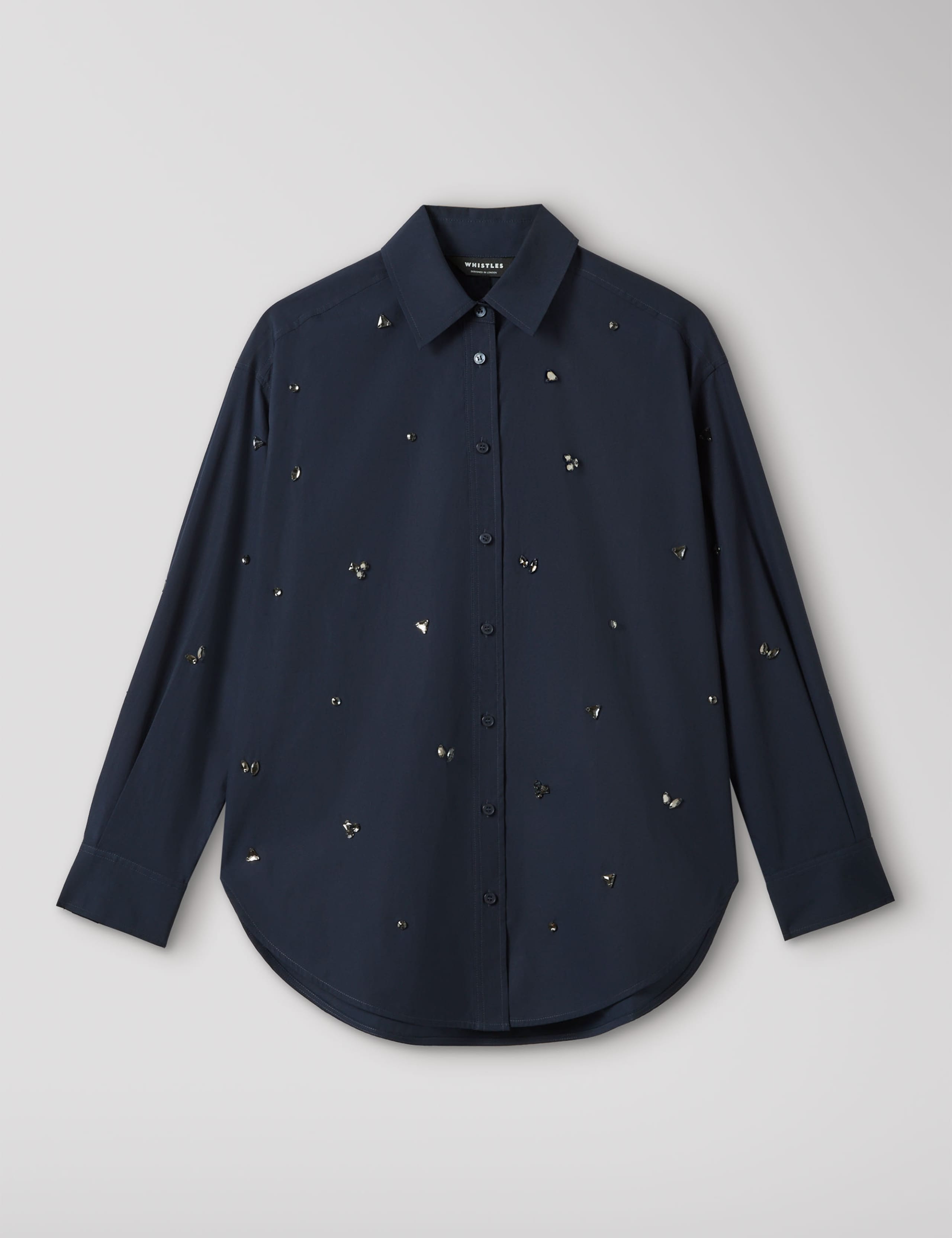 Pure Cotton Jewel Embellished Relaxed Shirt 2 of 5