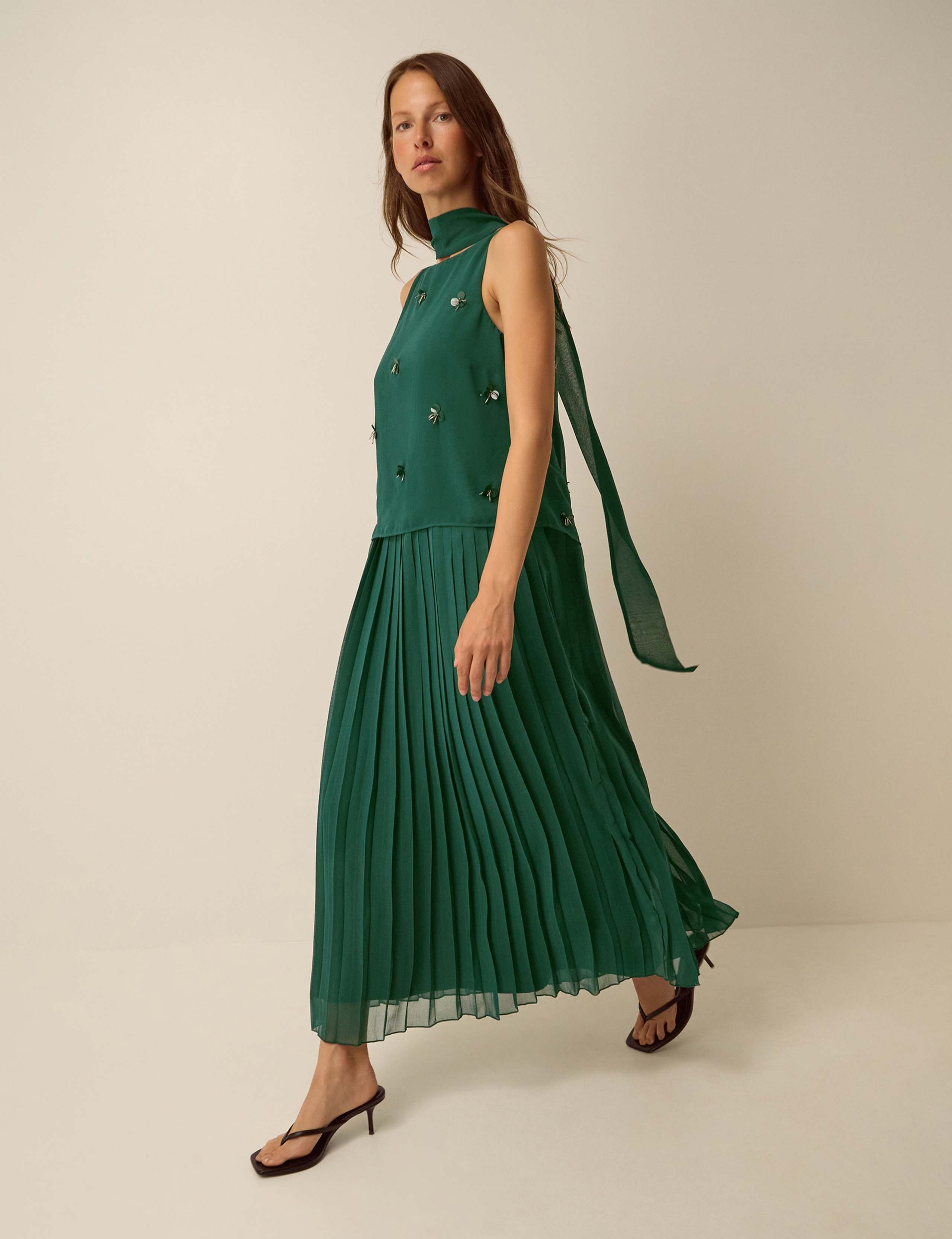 Embellished Pleated Maxi Dress 3 of 5