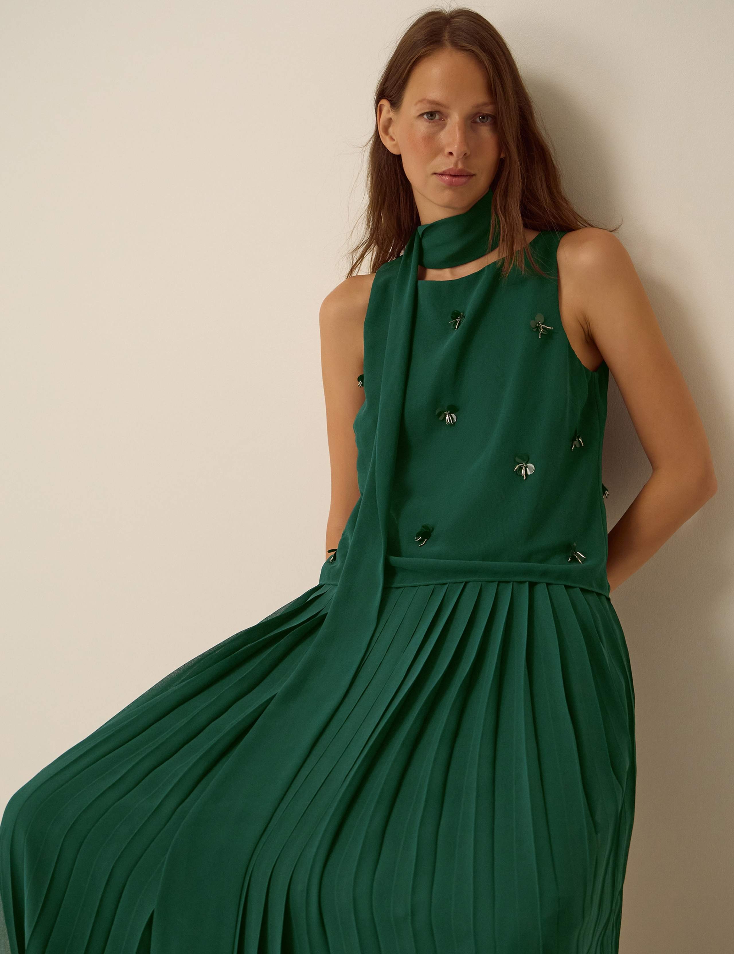 Embellished Pleated Maxi Dress 4 of 5