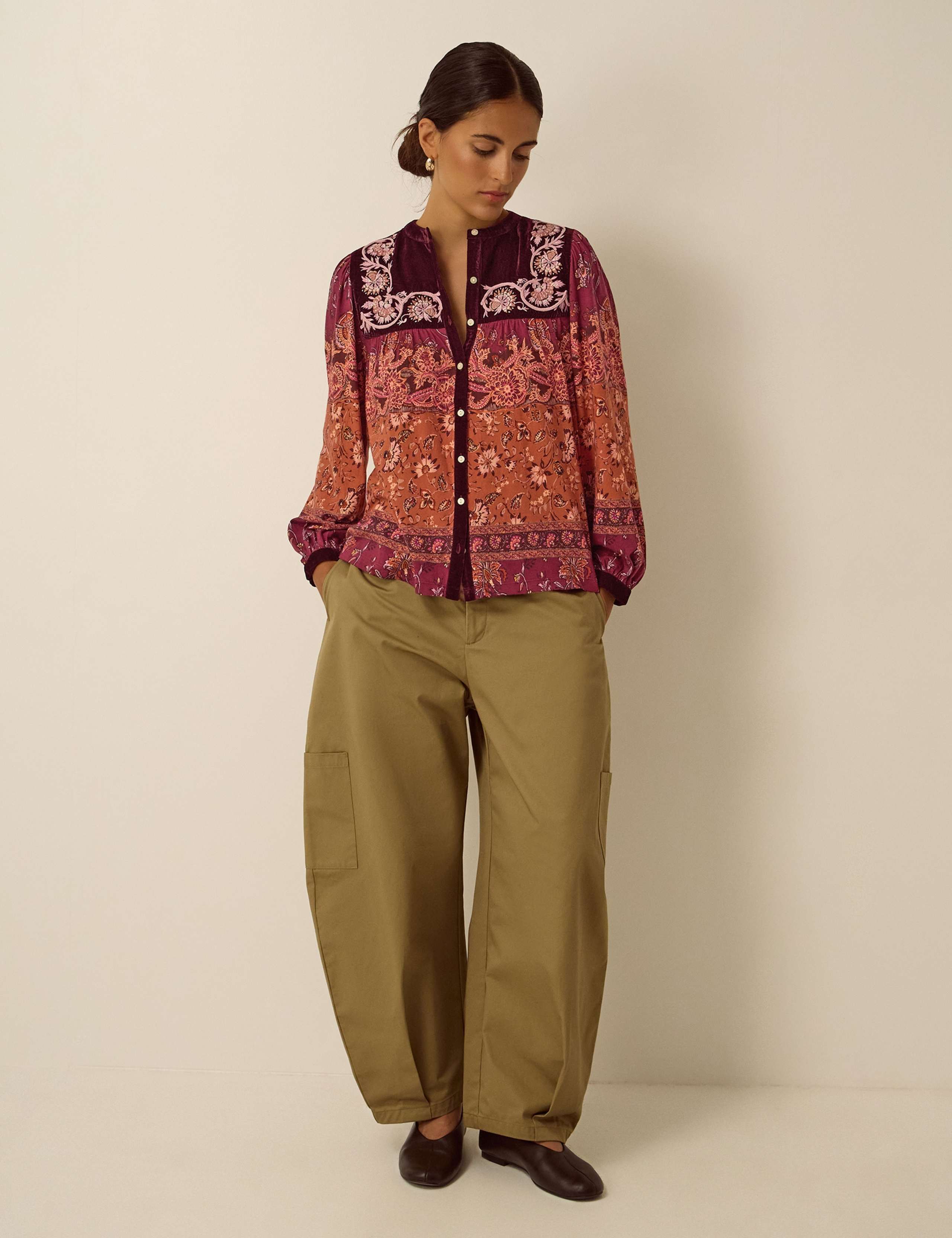 Cotton Rich Printed V Neck Shirt 2 of 4