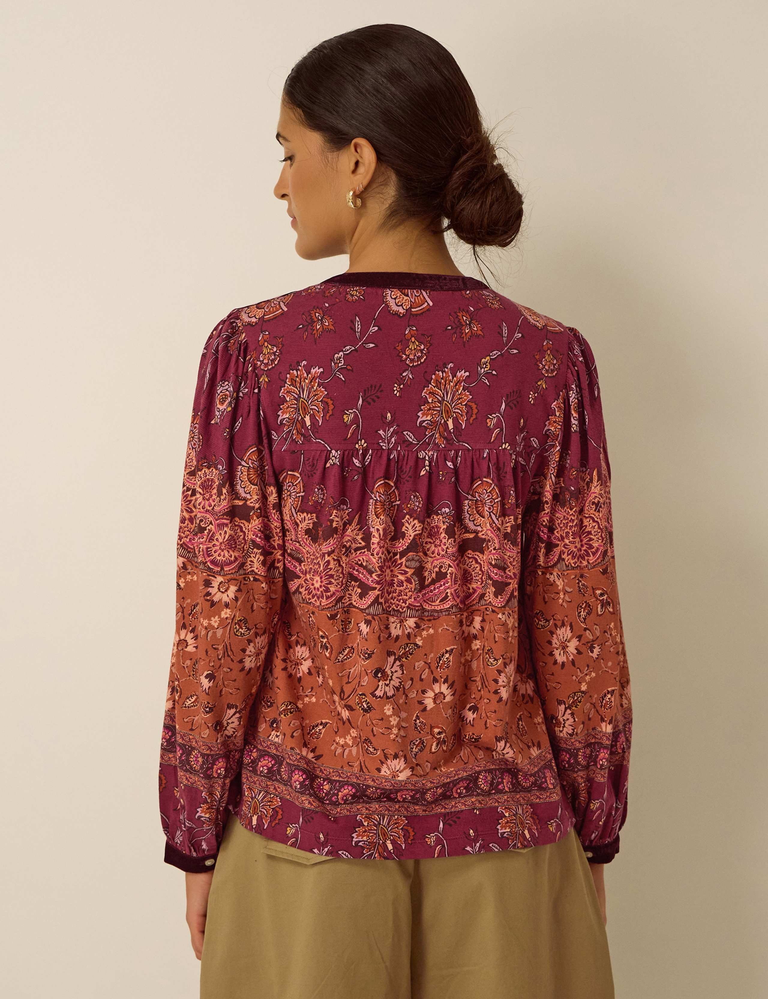 Cotton Rich Printed V Neck Shirt 3 of 4