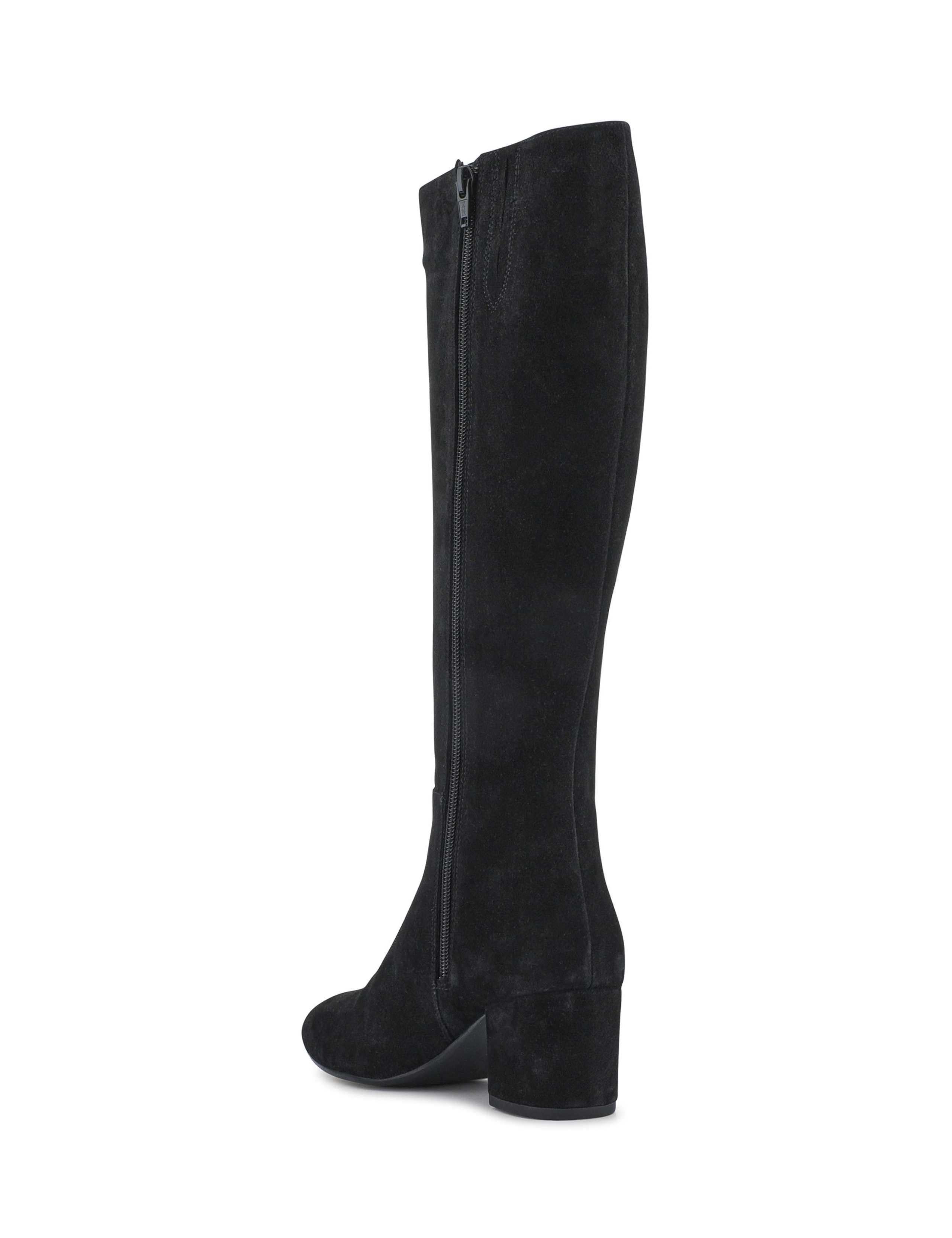 Suede Block Heel Round Toe Knee High Boots 5 of 6