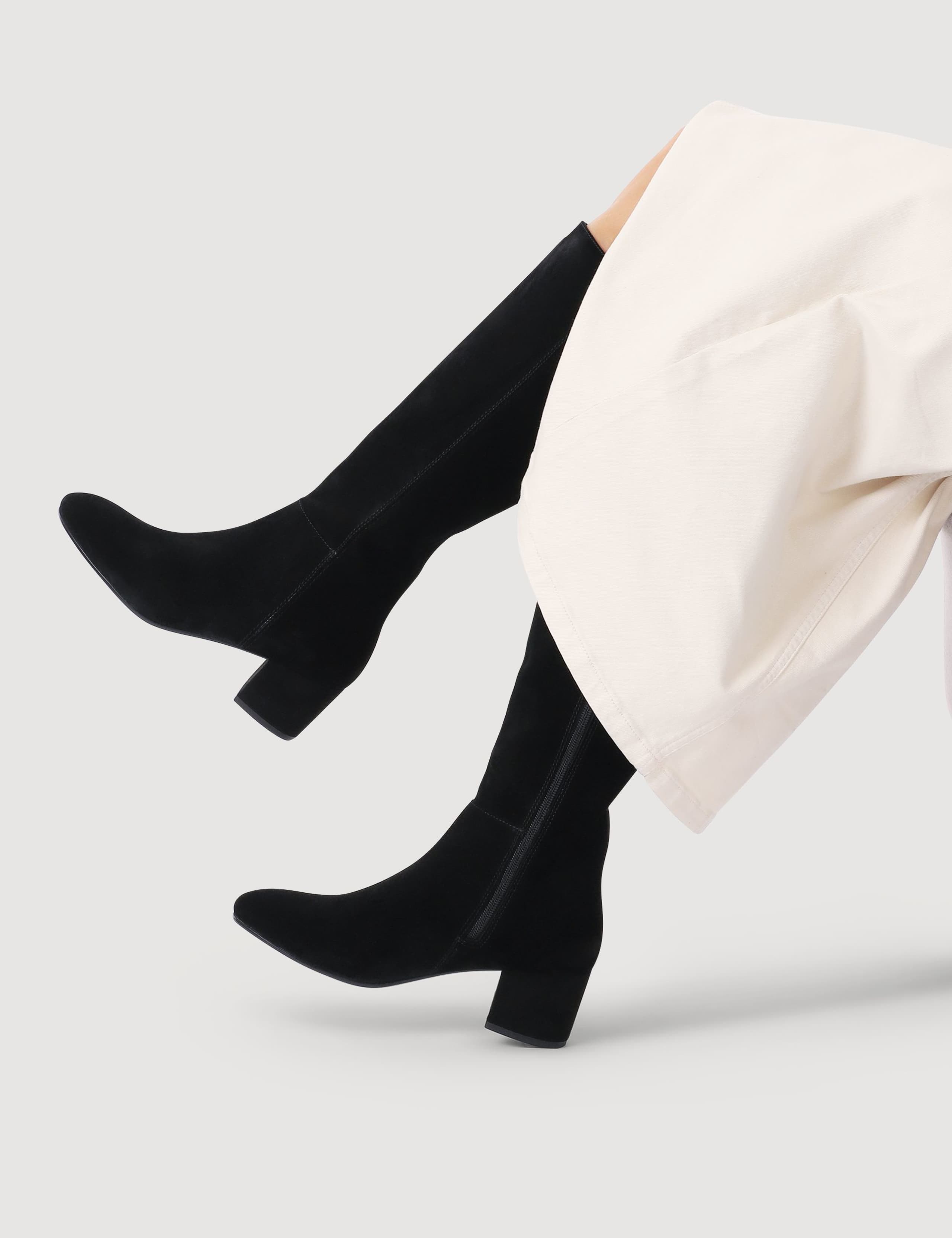 Suede Block Heel Round Toe Knee High Boots 6 of 6