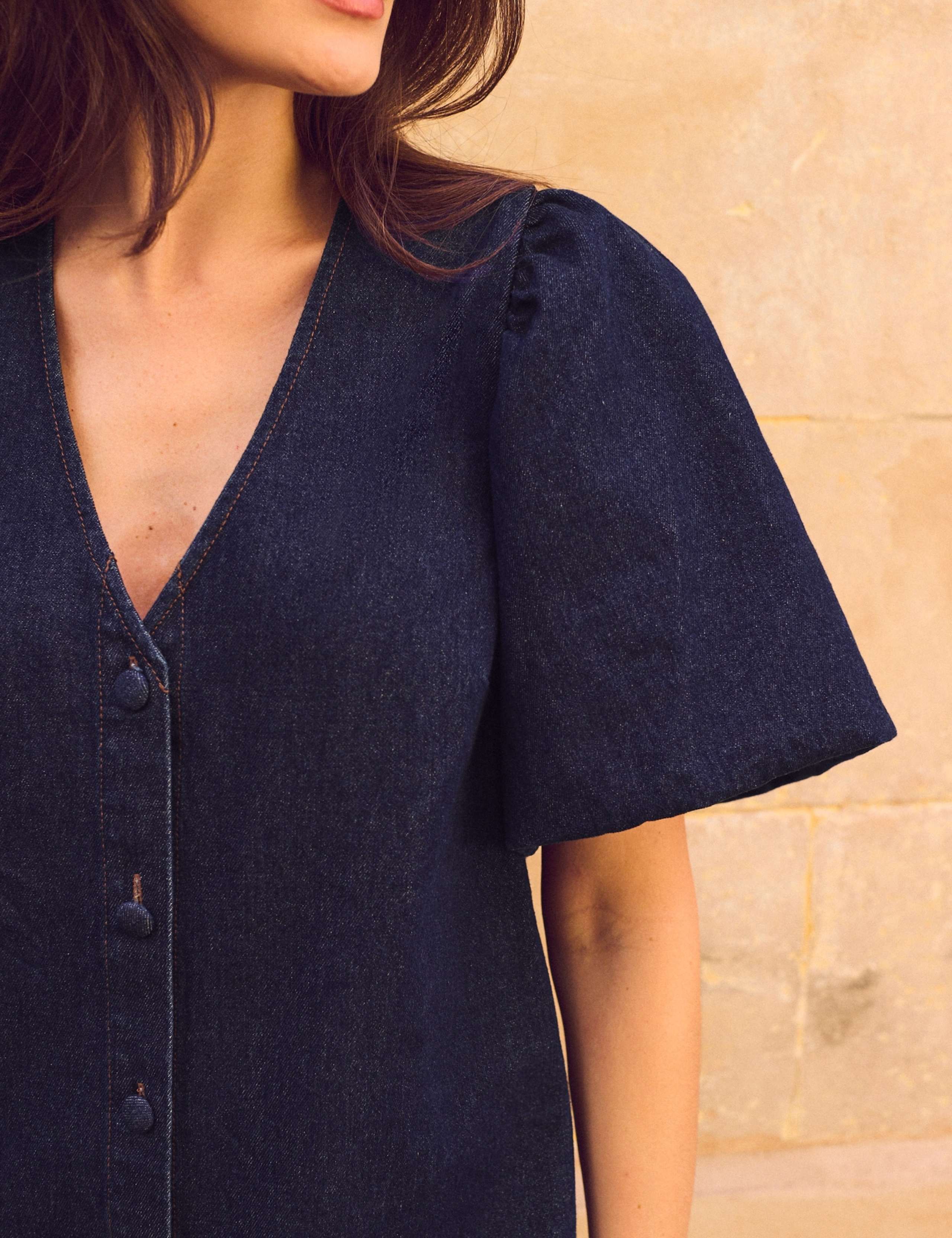 Denim Mini Shift Dress 3 of 5