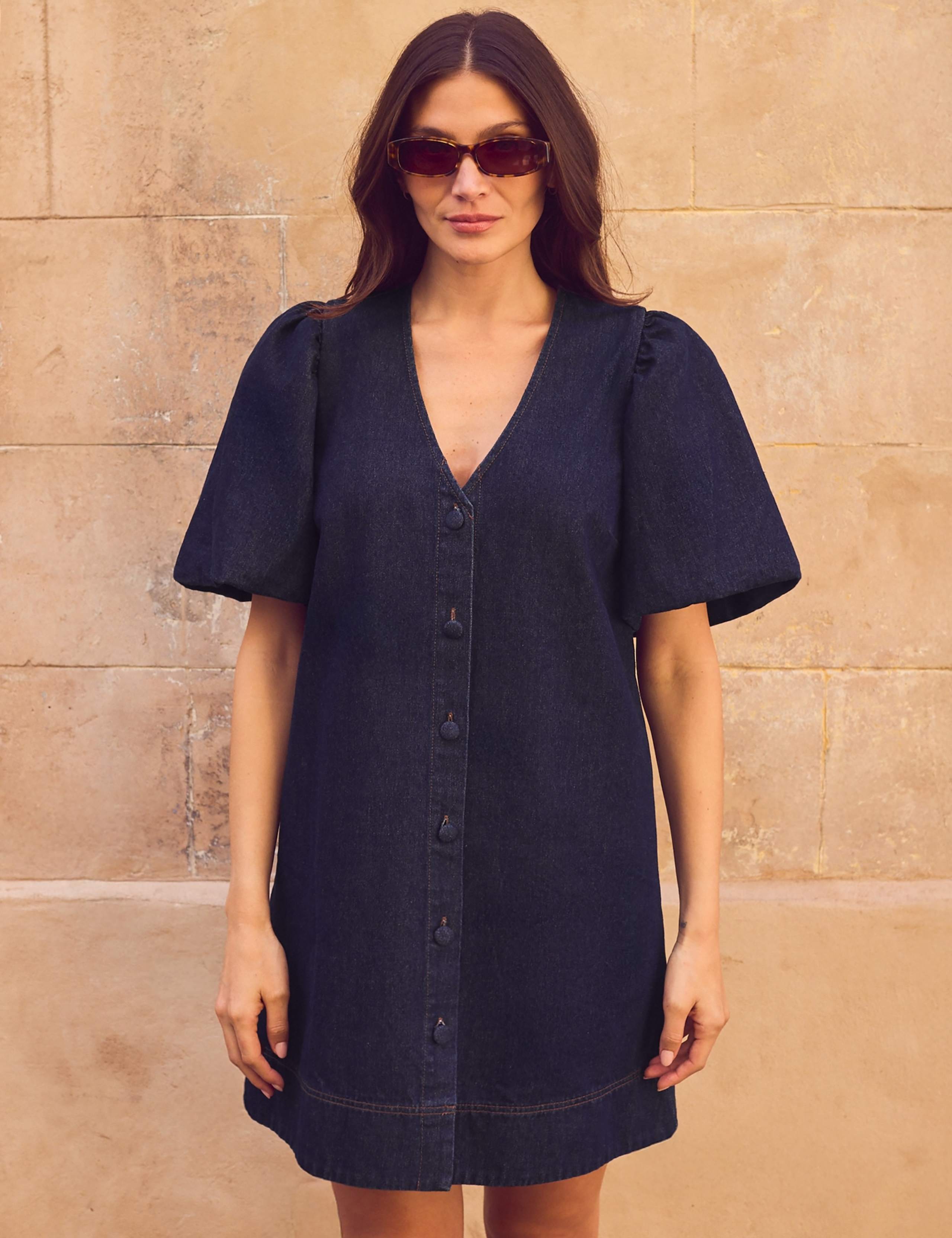 Denim Mini Shift Dress 4 of 5