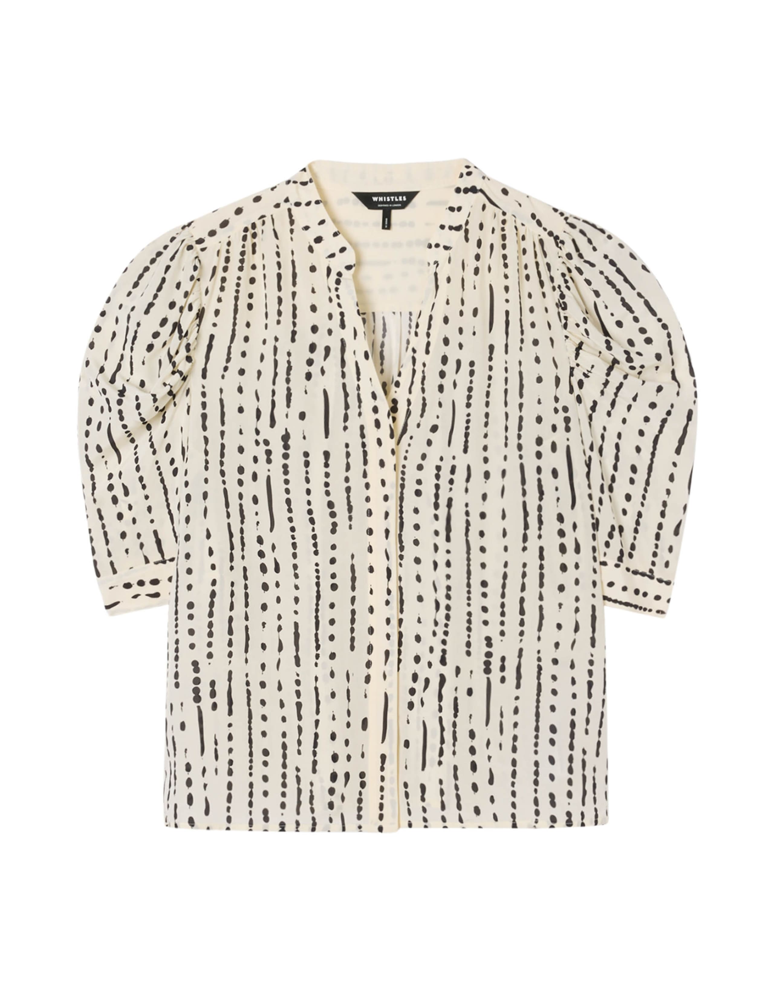 Polka Dot Print V-Neck Puff Sleeve Blouse 2 of 7
