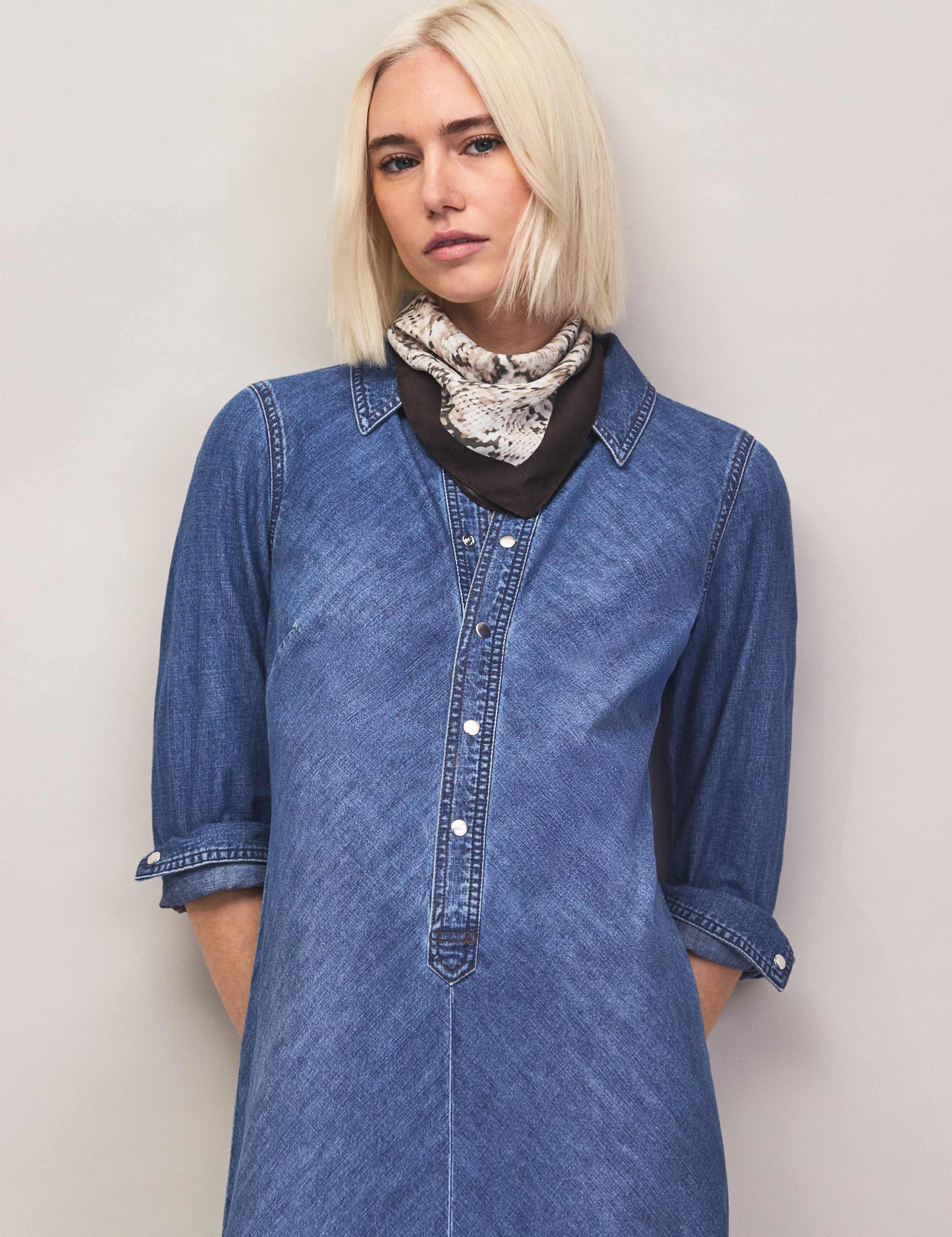 Denim Maxi Shirt Dress 3 of 7