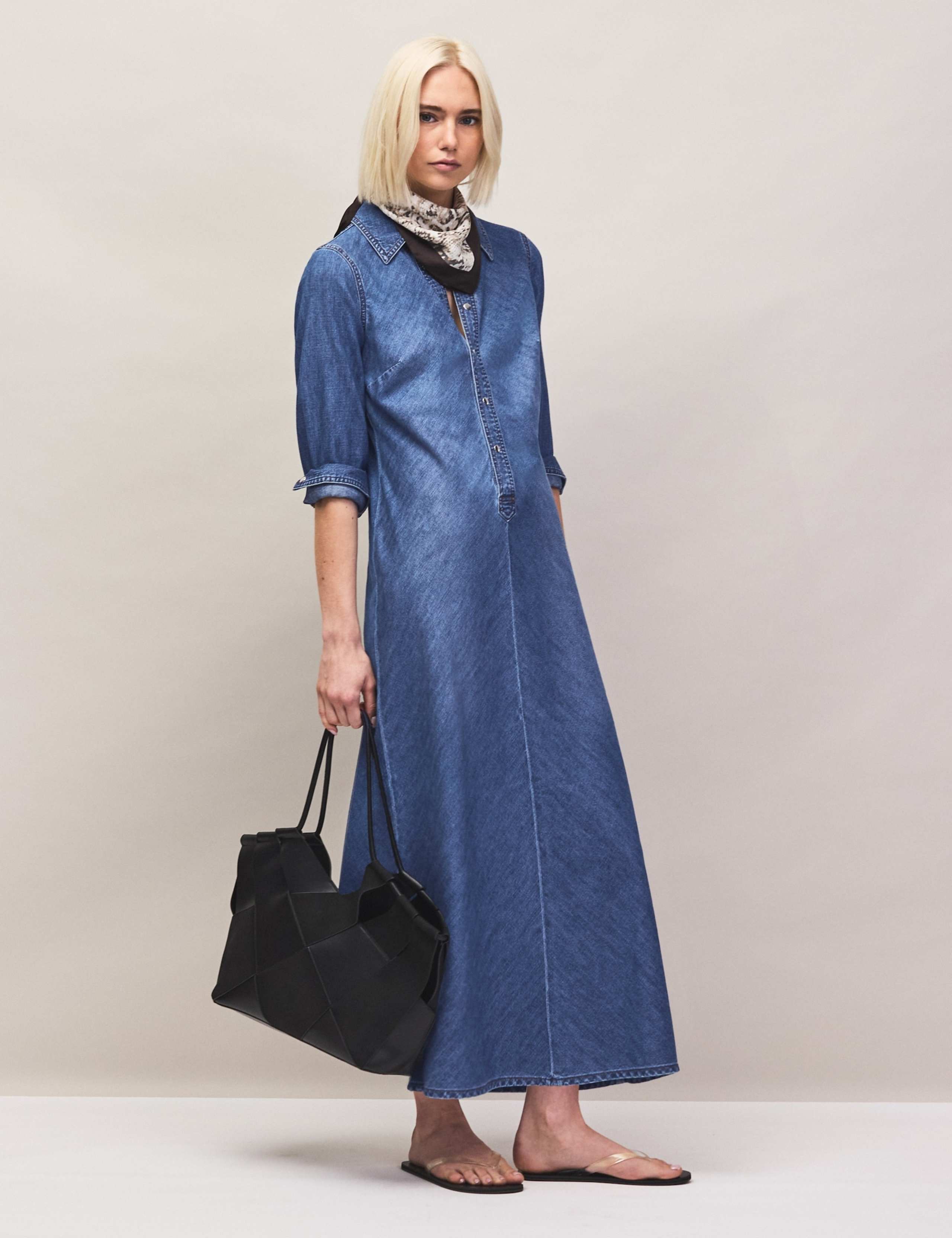 Denim Maxi Shirt Dress 6 of 7