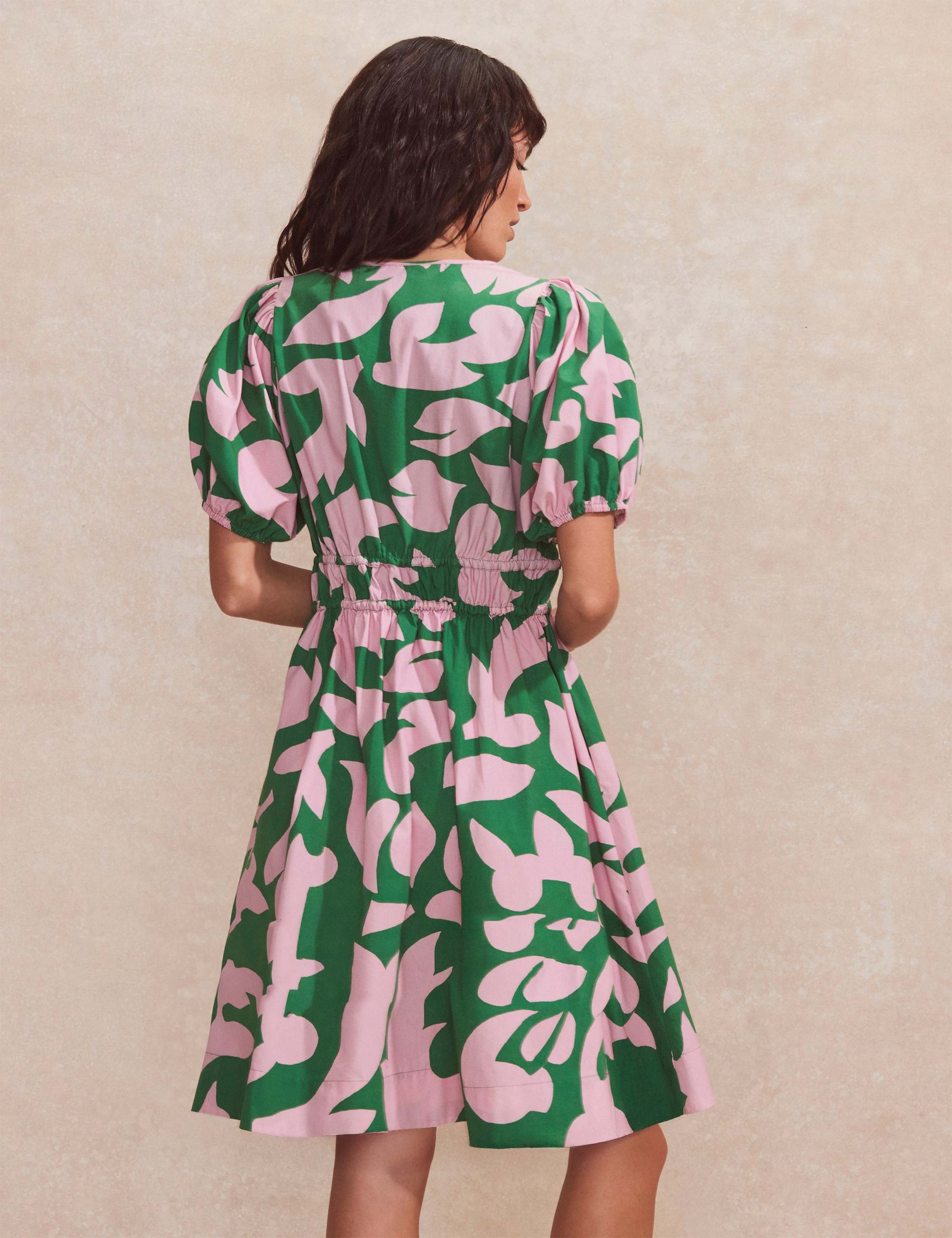 Pure Cotton Puff Sleeve Mini Waisted Dress 3 of 4